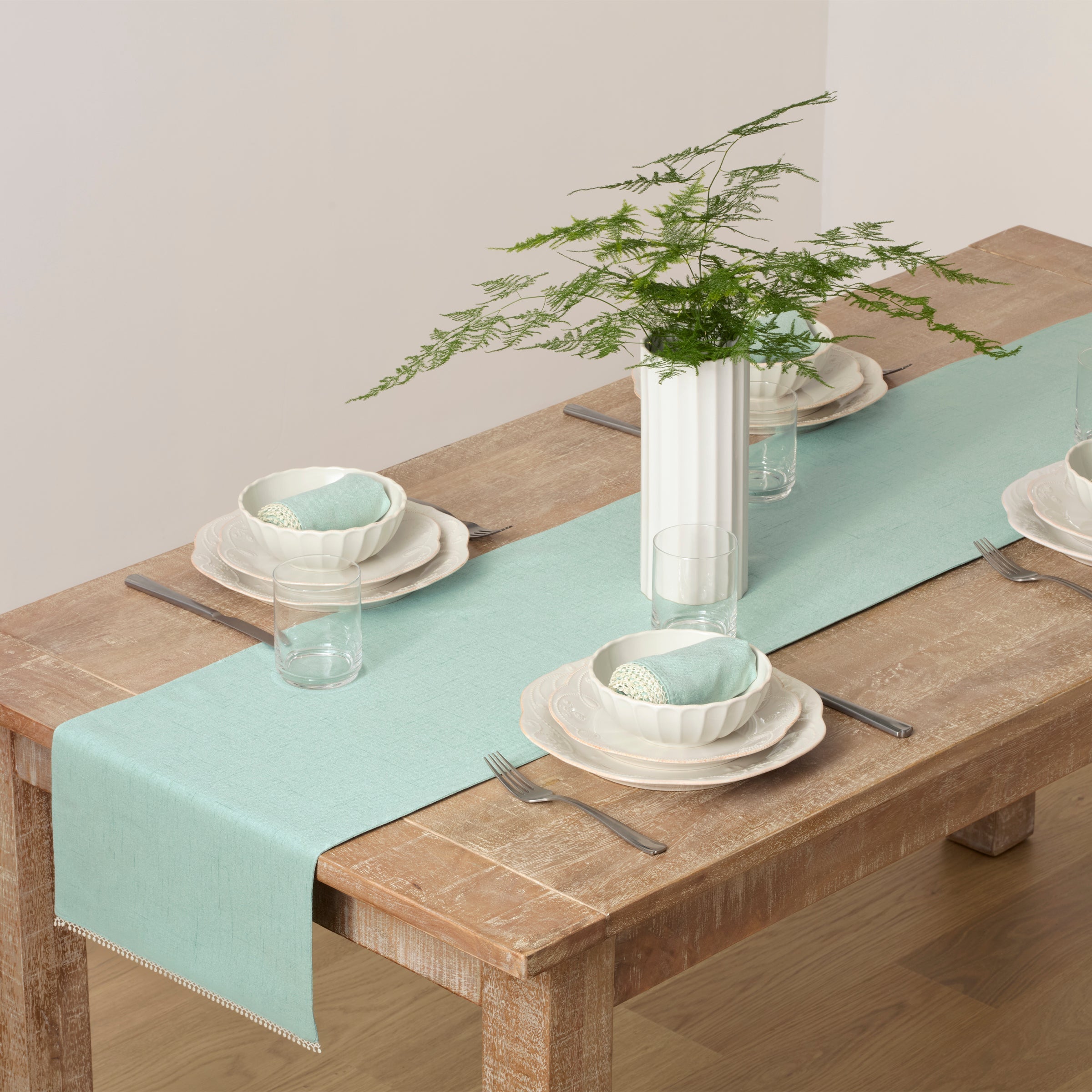 Lenox Premium French Perle Ice Blue 14x70 Table Runner