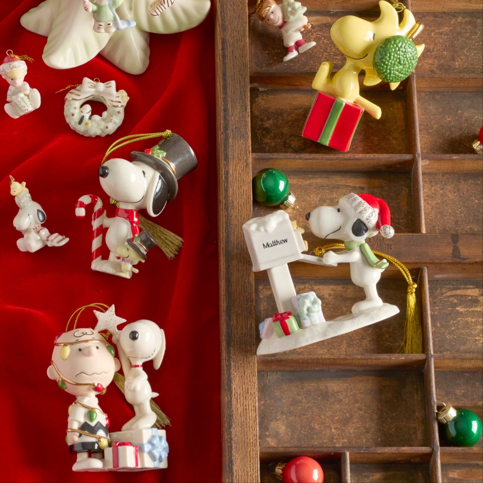 Lenox Premium Snoopy & Friends Christmas 11-Piece Mini Ornament & Tree Set - Image 3
