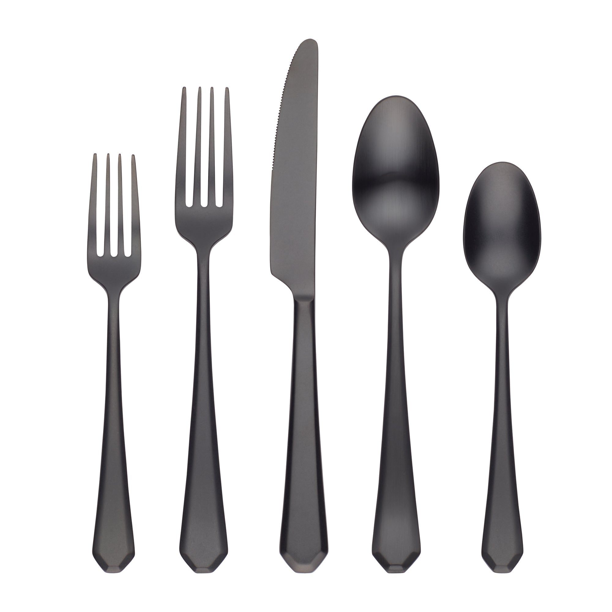 Lenox Premium Geo Black Satin 20-Piece Flatware Set - Image 2