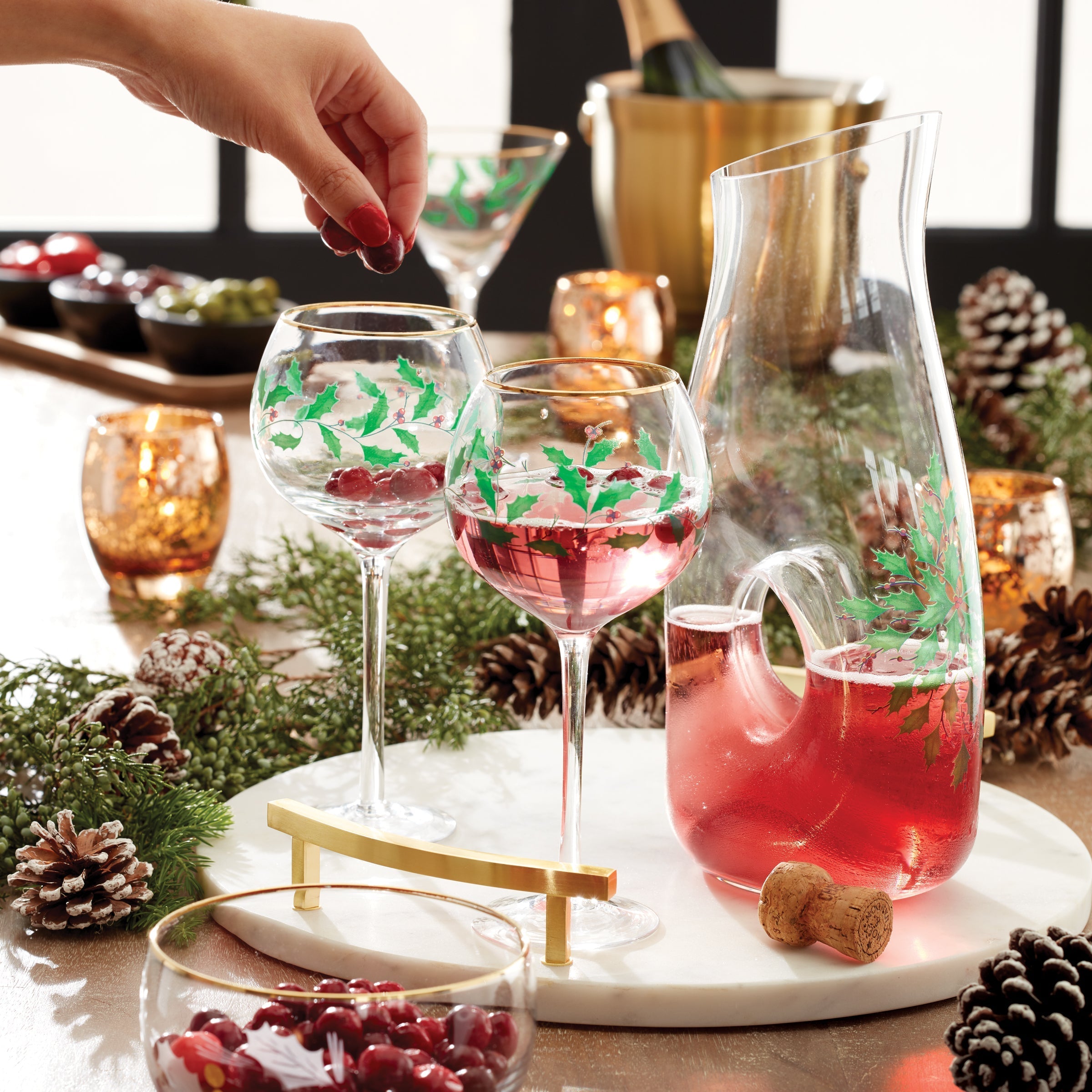 Lenox Premium Holiday 3-Piece Decanter & Wine Glass Set - Image 2