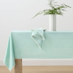Alternative view of Lenox Premium French Perle Solid Ice Blue 60x102 Tablecloth