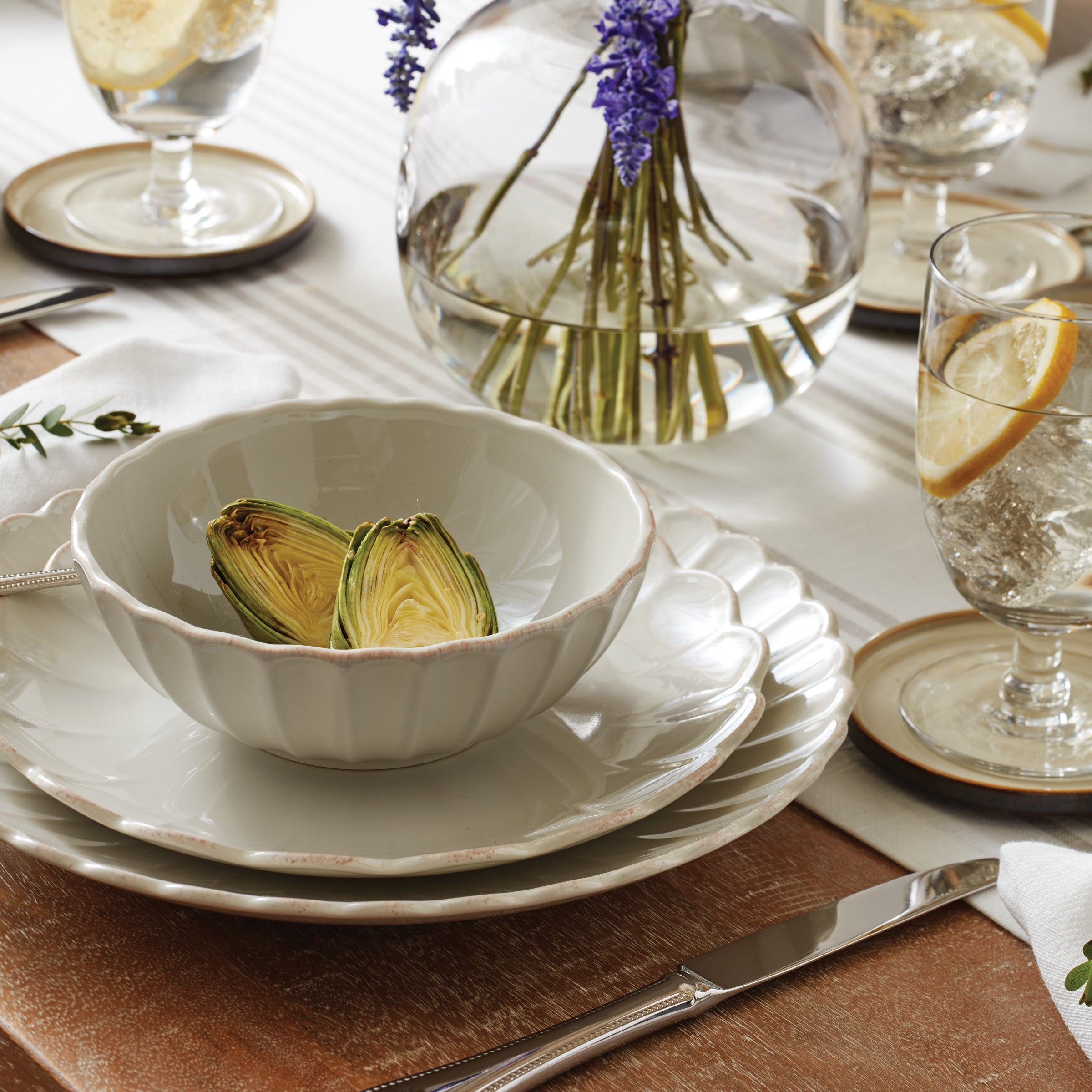 Lenox Premium French Perle Scallop White 24-Piece Dinnerware Set - Image 5