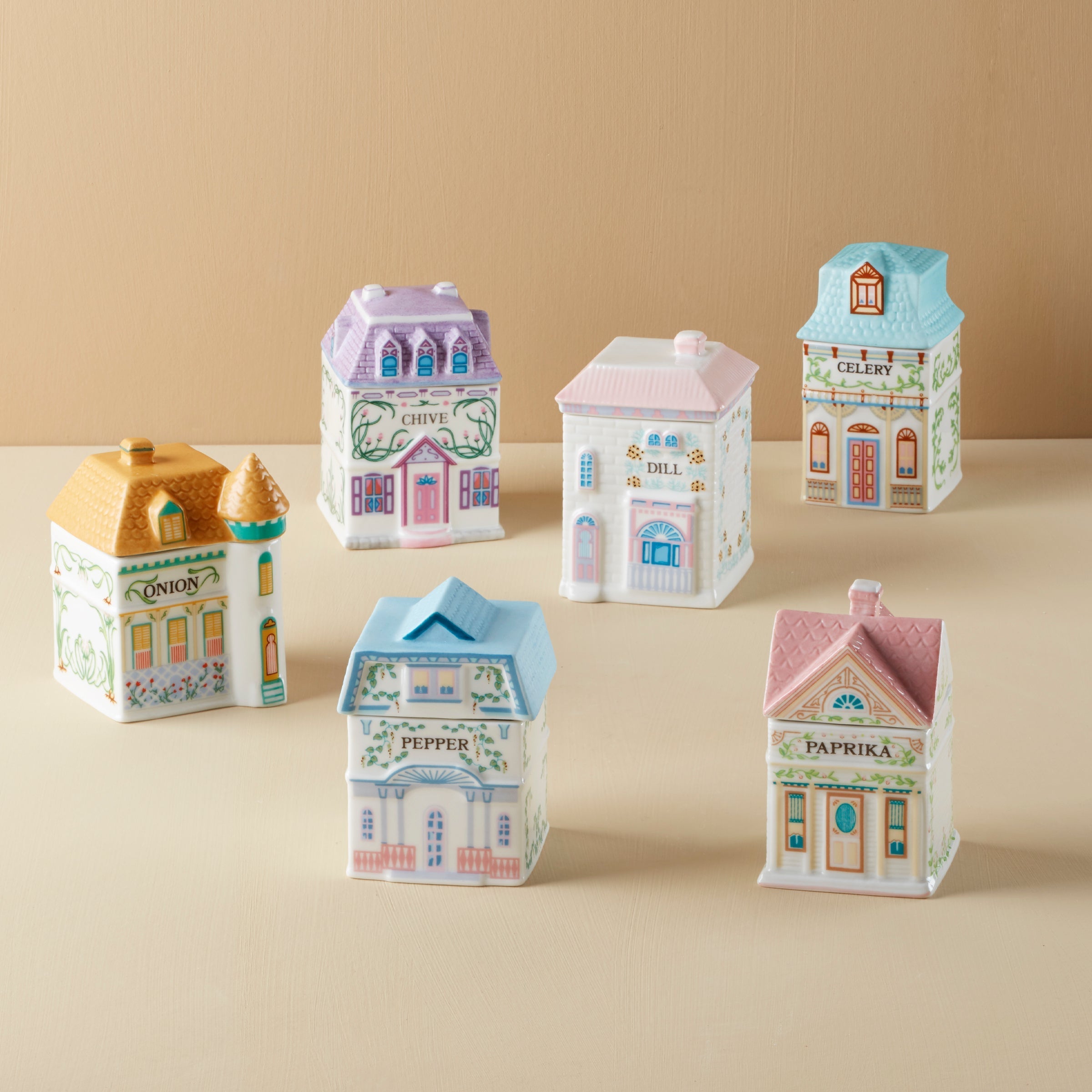 Lenox Premium Lenox Spice Village 6-Piece Savory Street Spice Jar Set