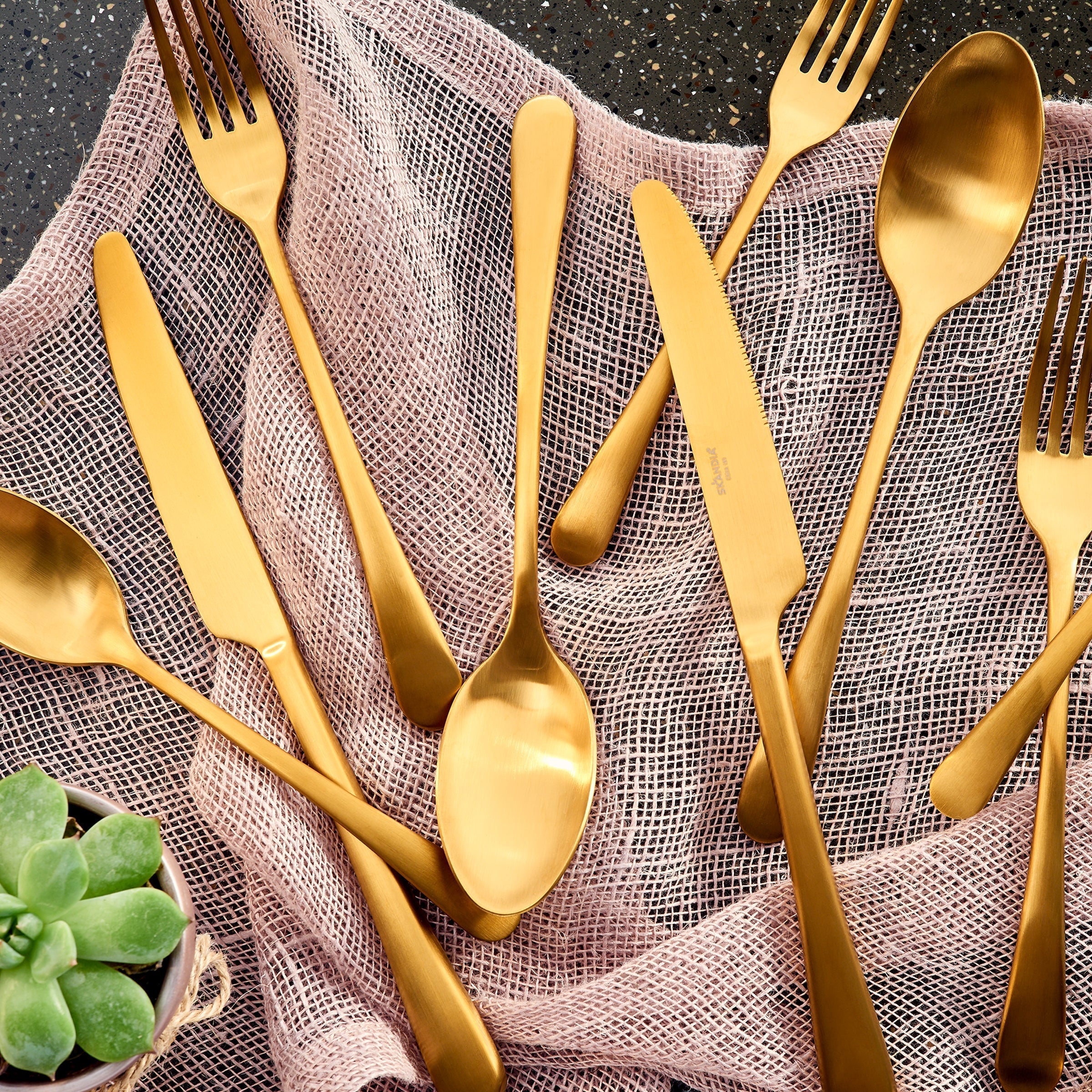 Lenox Premium Mirabella Gold Titanium Satin 20-Piece Flatware Set - Image 3