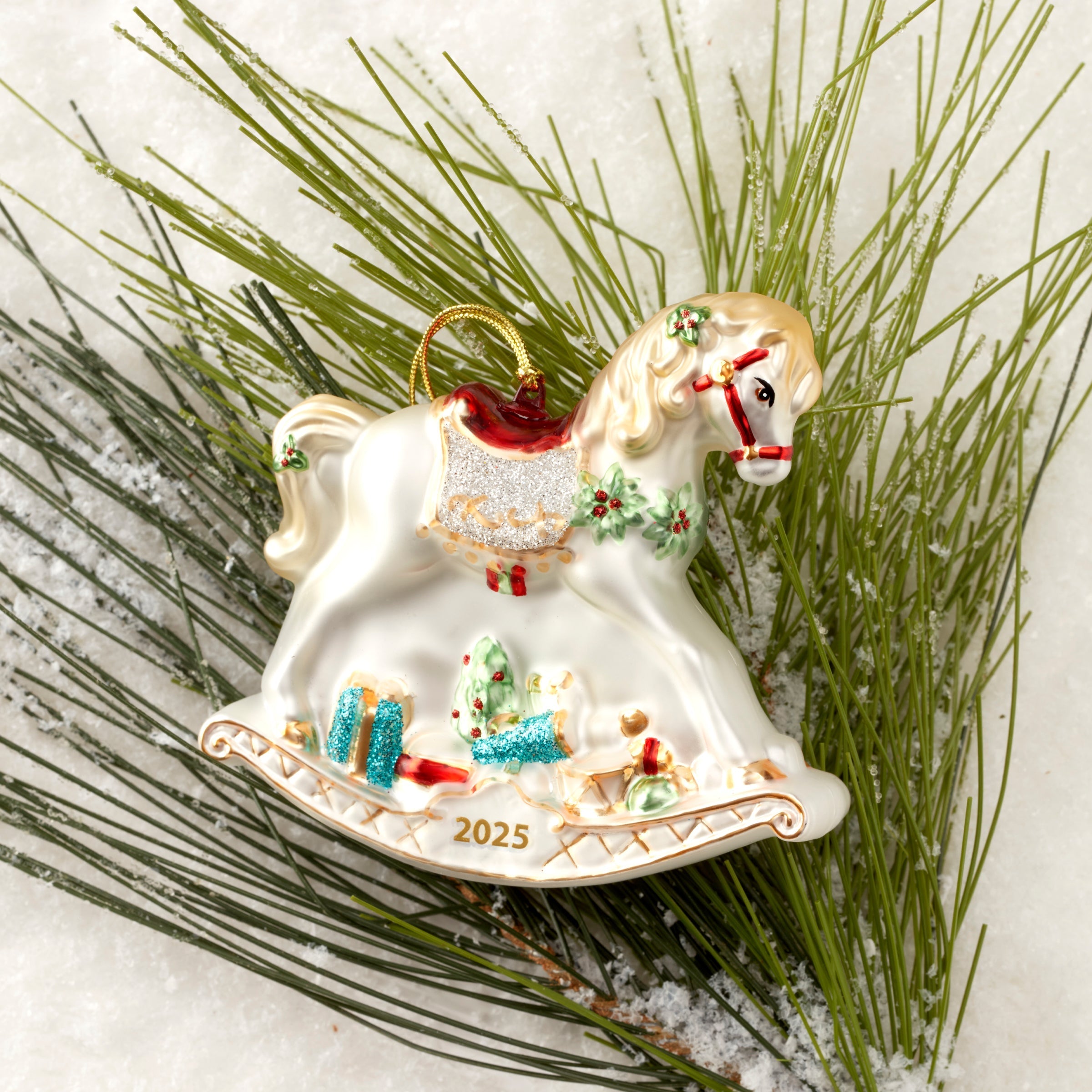 Lenox Premium 2026 Blown Glass Baby's 1st Rocking Horse Ornament - Image 2