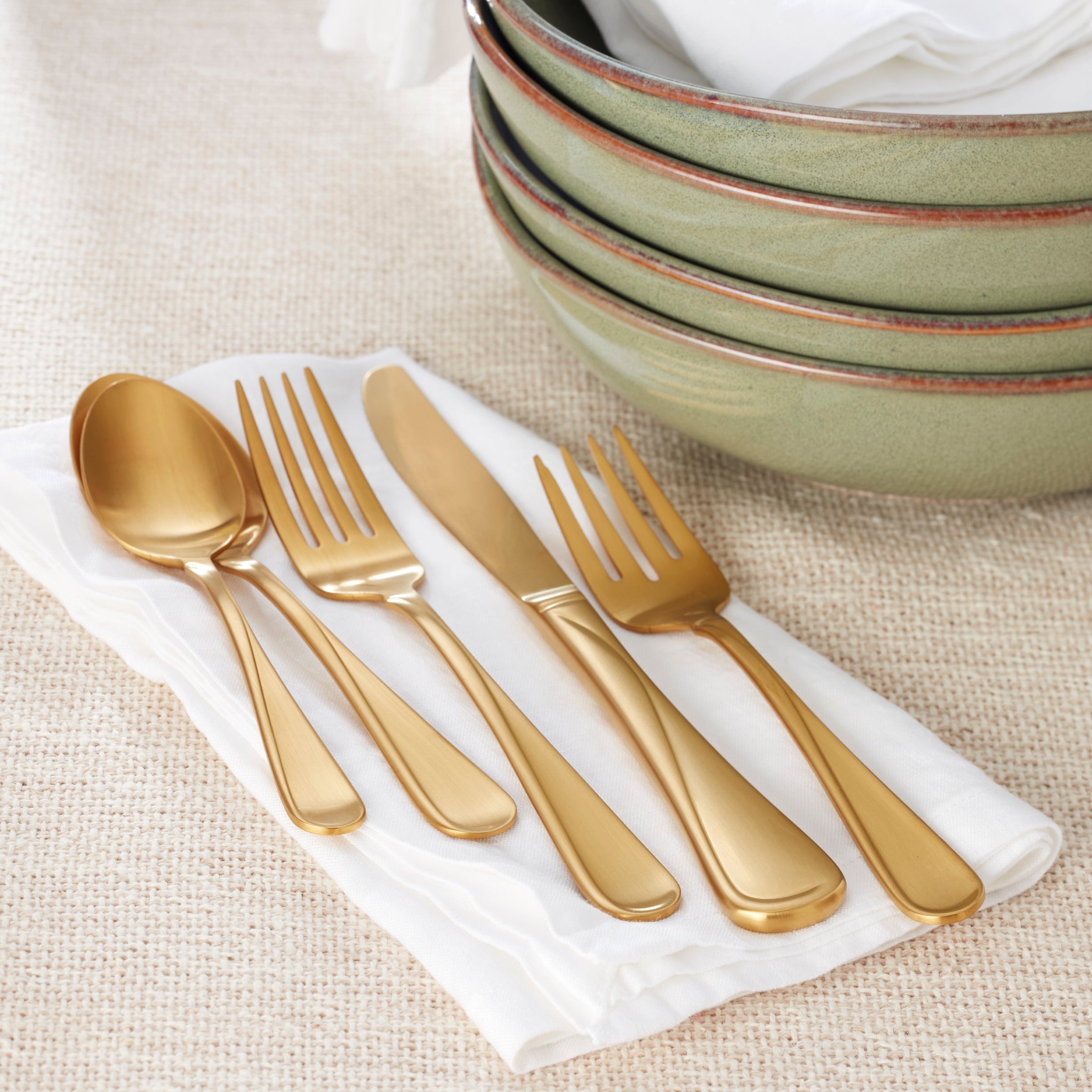 Lenox Premium Flight Gold Satin 20-Piece Flatware Set - Image 4