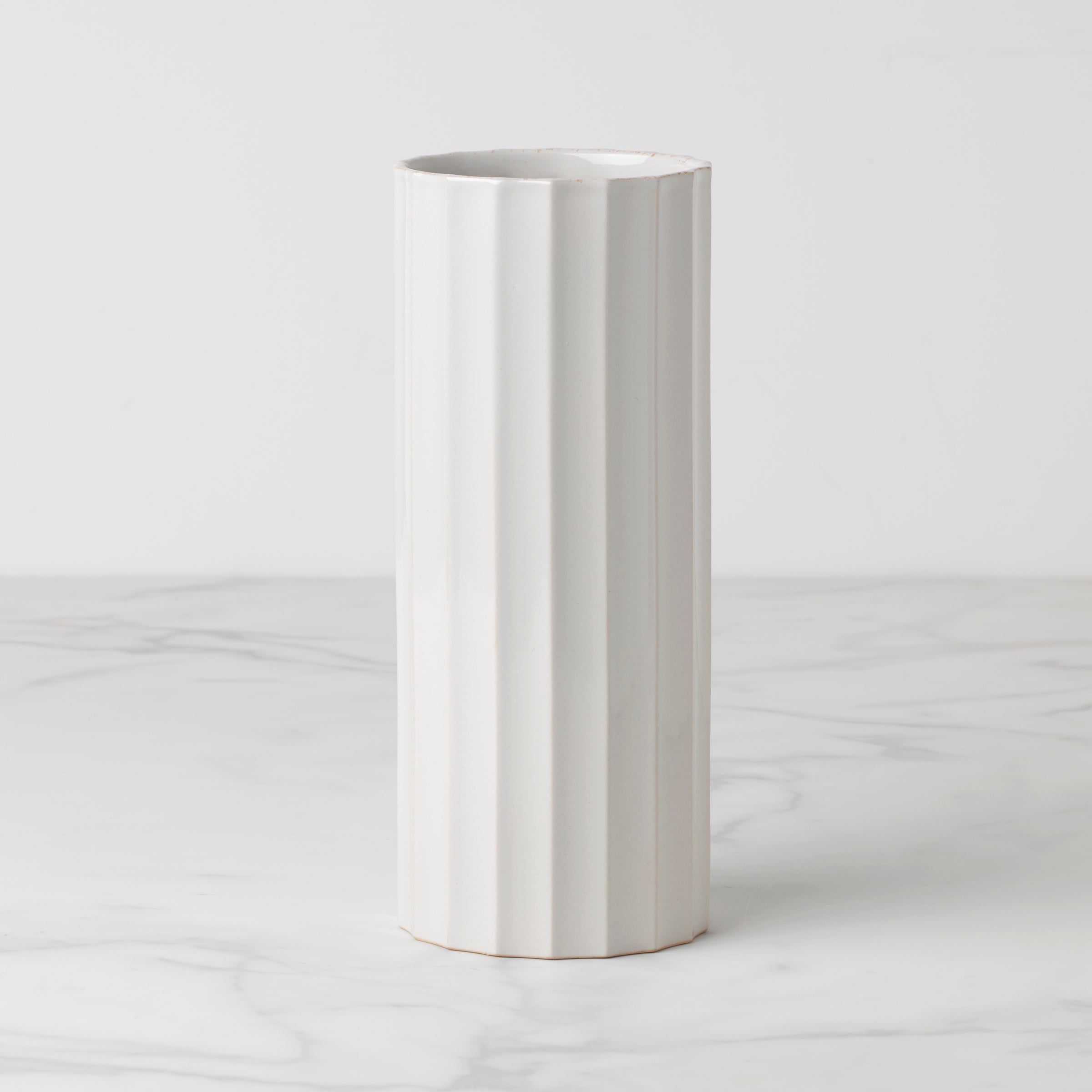 Lenox Premium French Perle Scallop White Cylinder Vase