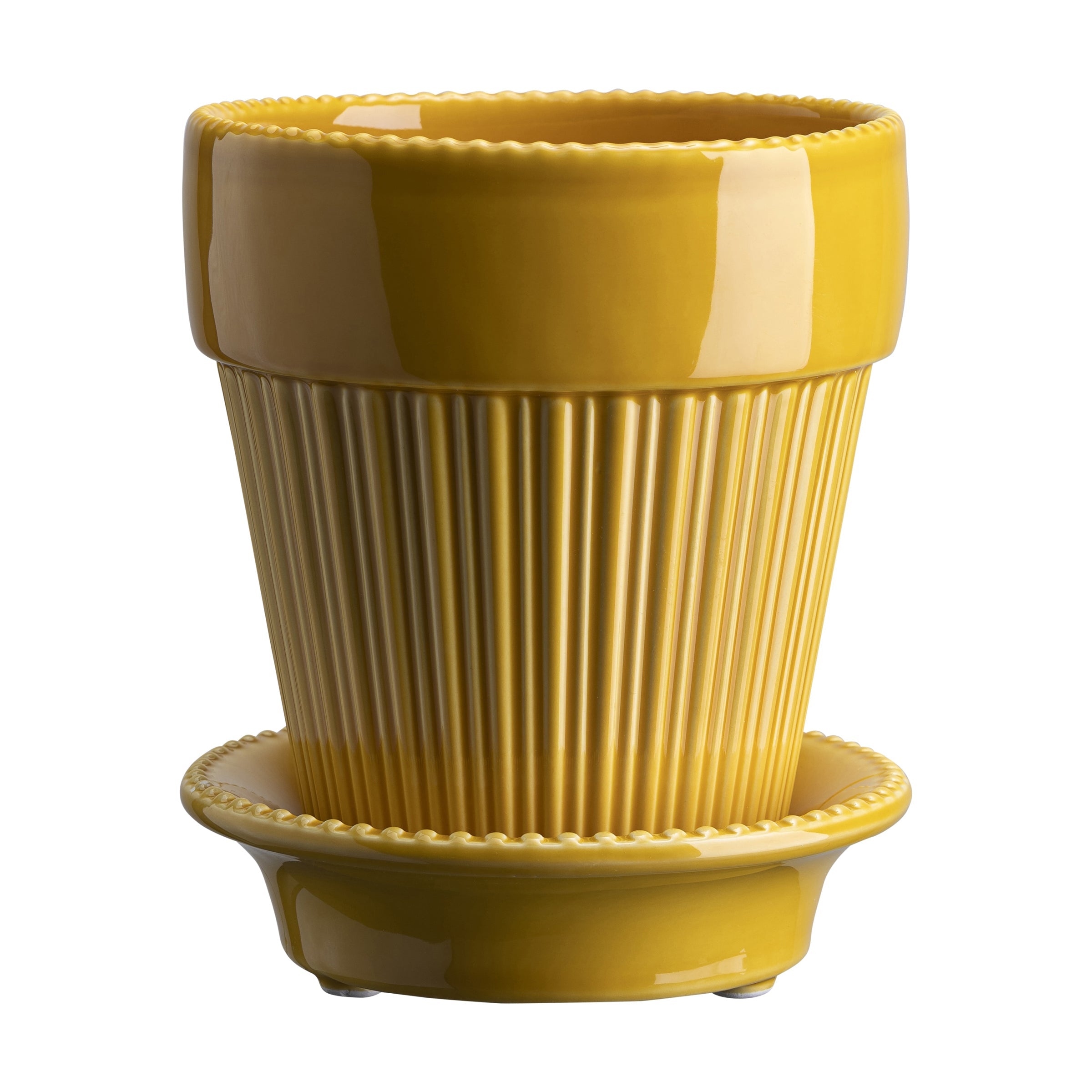 Lenox Premium Simona Glazed Amber Yellow 12cm Pot with Saucer