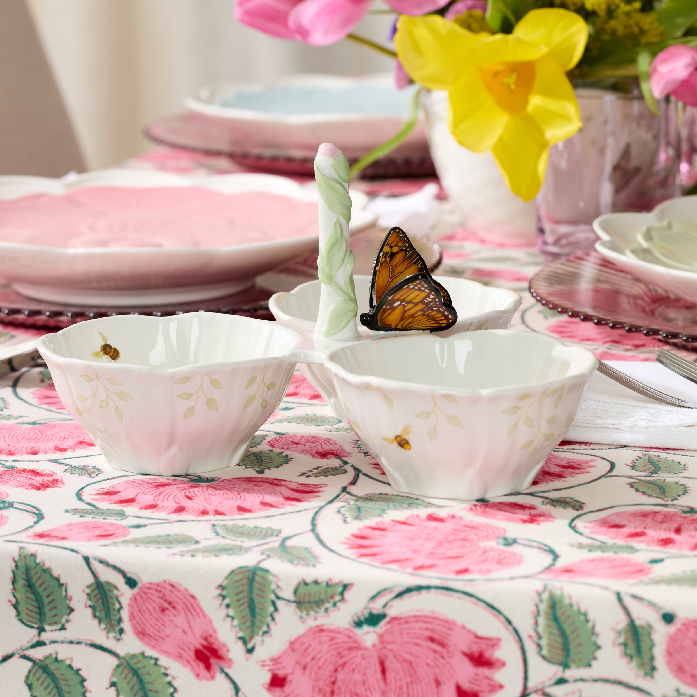 Lenox Premium Butterfly Meadow Floral 3-Section Server - Image 3