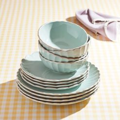 Alternative view of Lenox Premium French Perle Scallop Ice Blue 12-Piece Dinnerware Set