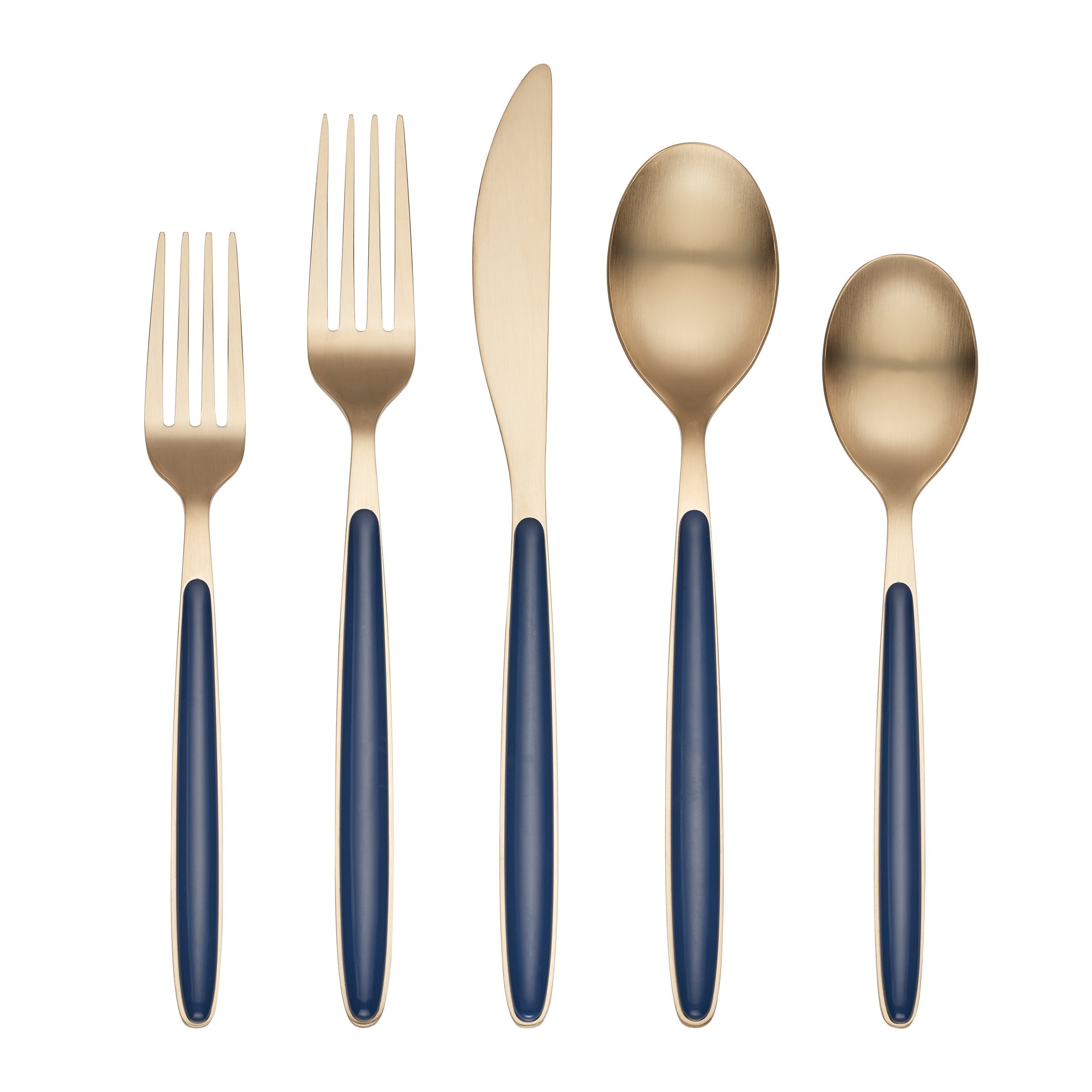Lenox Premium Kiernan Champagne Satin Navy Handle 20-Piece Flatware Set - Image 2