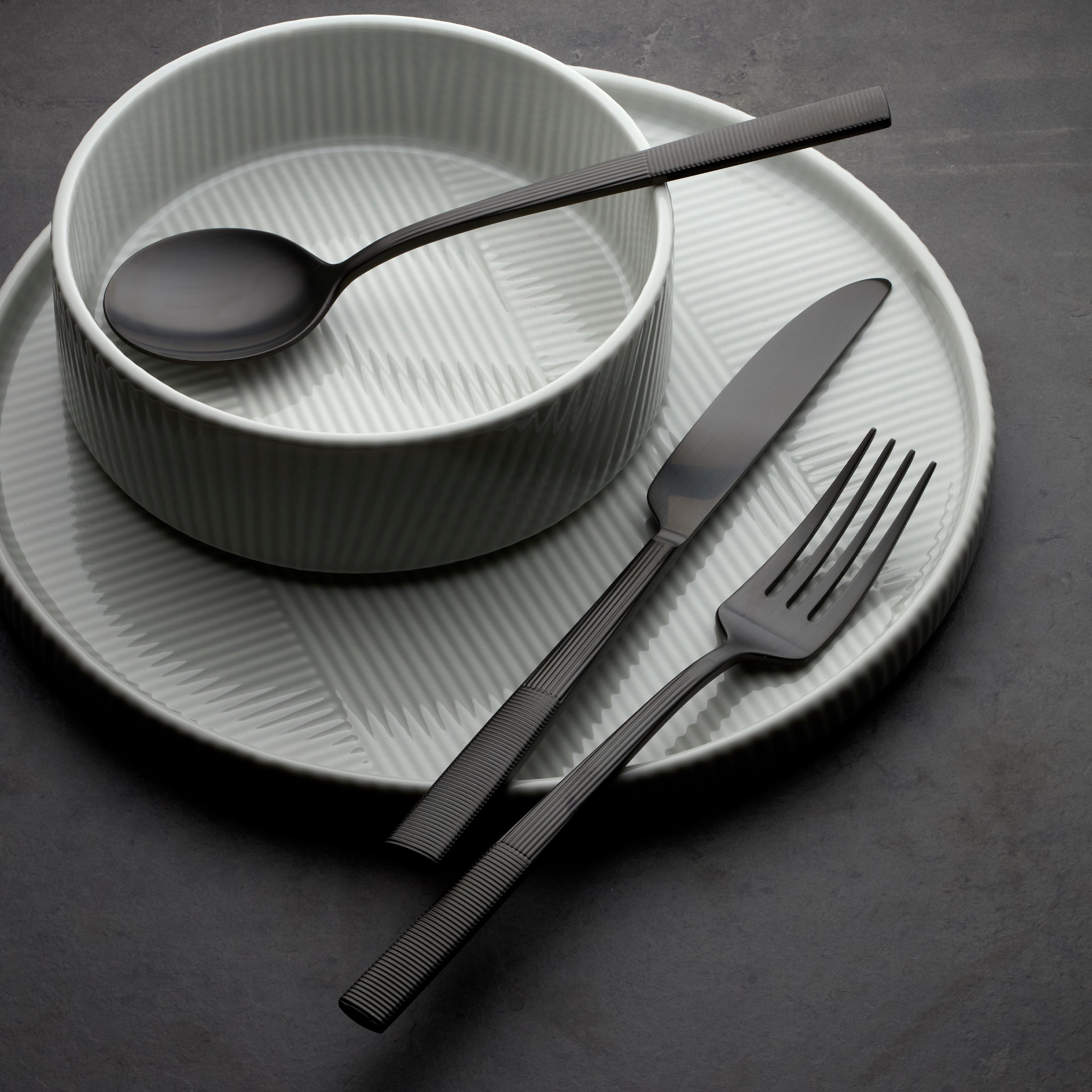 Lenox Premium Modulus Black Satin 20-Piece Flatware Set - Image 4
