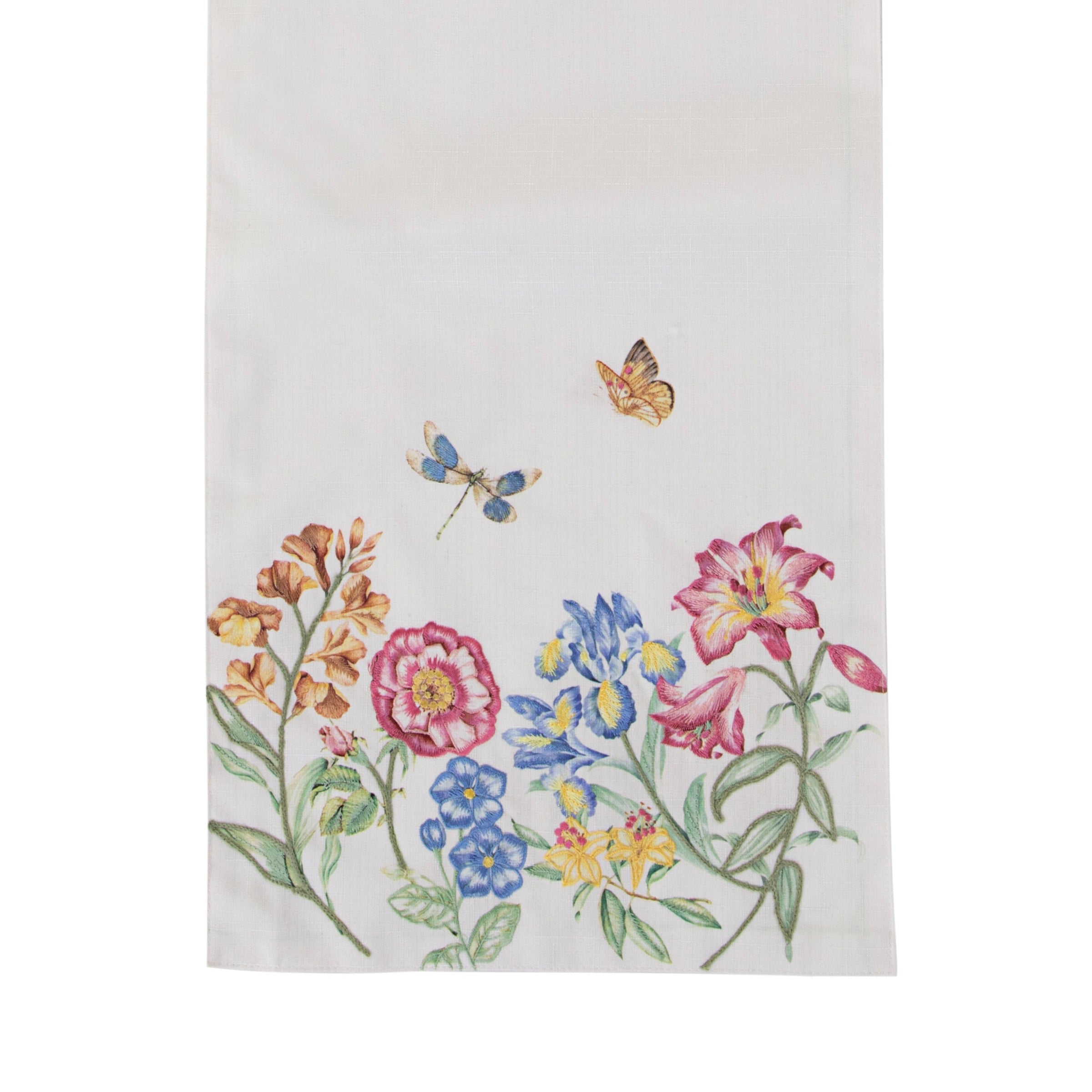 Lenox Premium Butterfly Meadow Garden Embroidered Runner