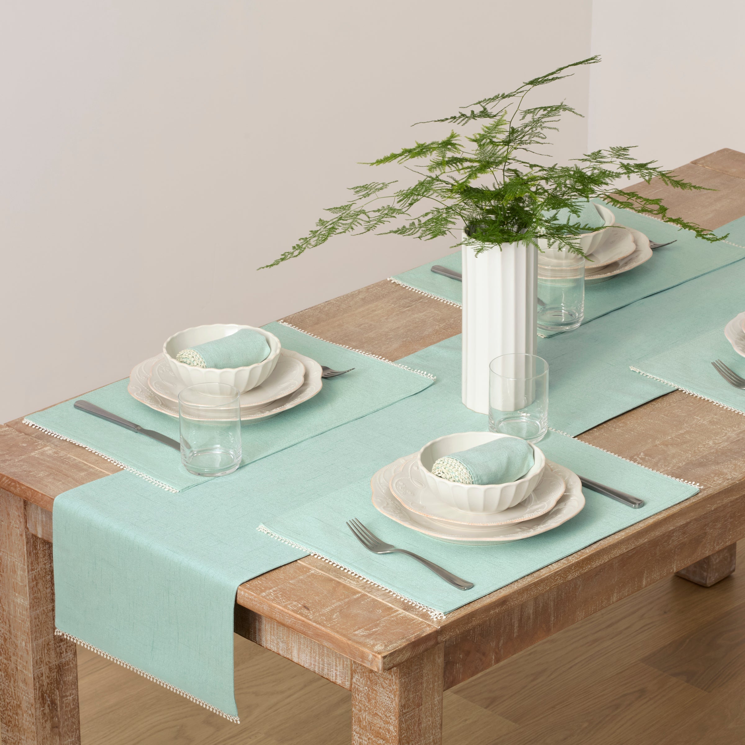 Lenox Premium French Perle Ice Blue 14x70 Table Runner - Image 3