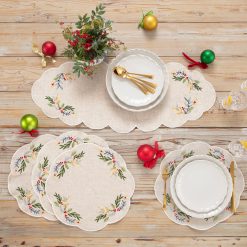 Alternative view of Lenox Premium French Perle Holly Embroidered Placemats - Set Of 4