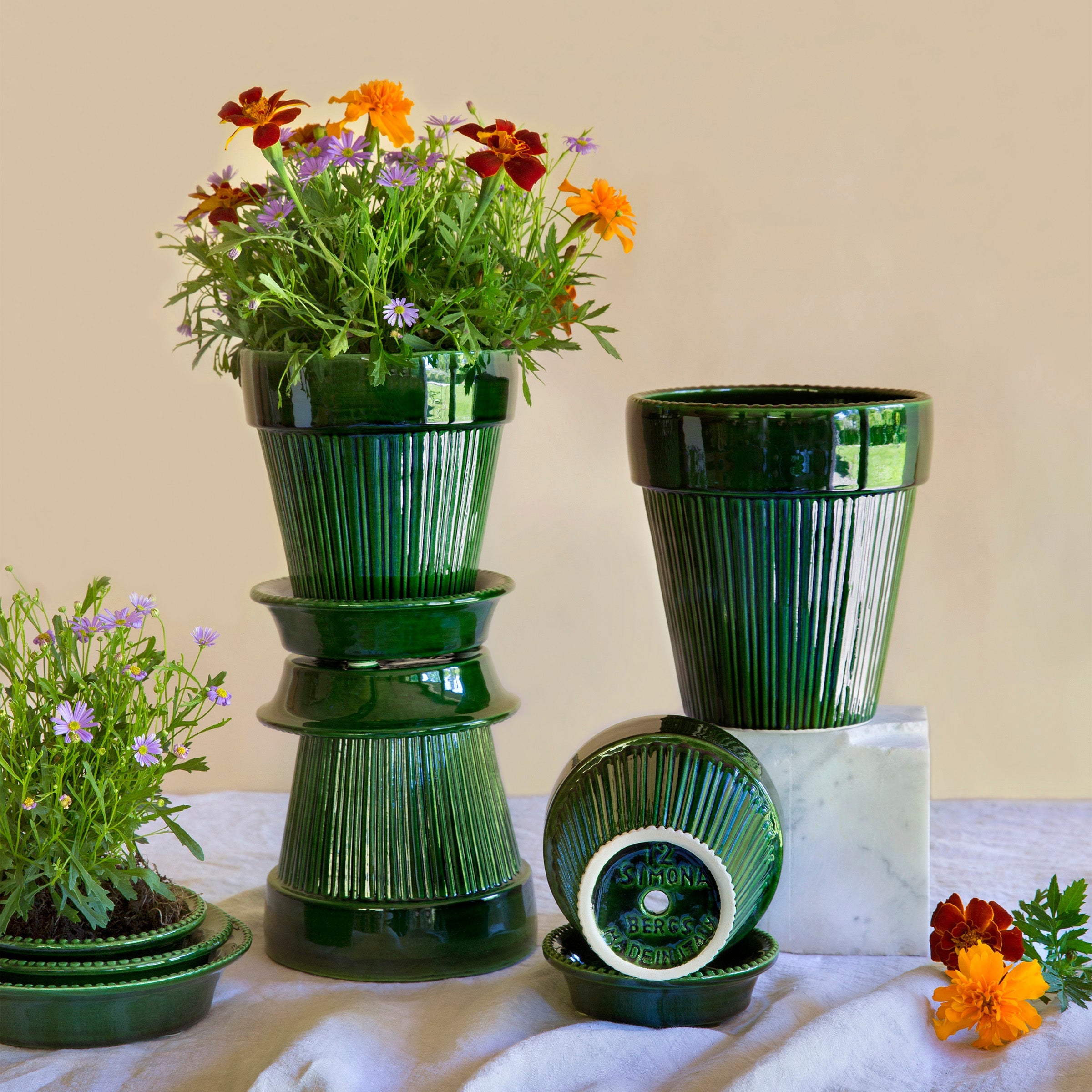 Lenox Premium Simona Glazed Emerald Green 12cm Pot with Saucer - Image 5