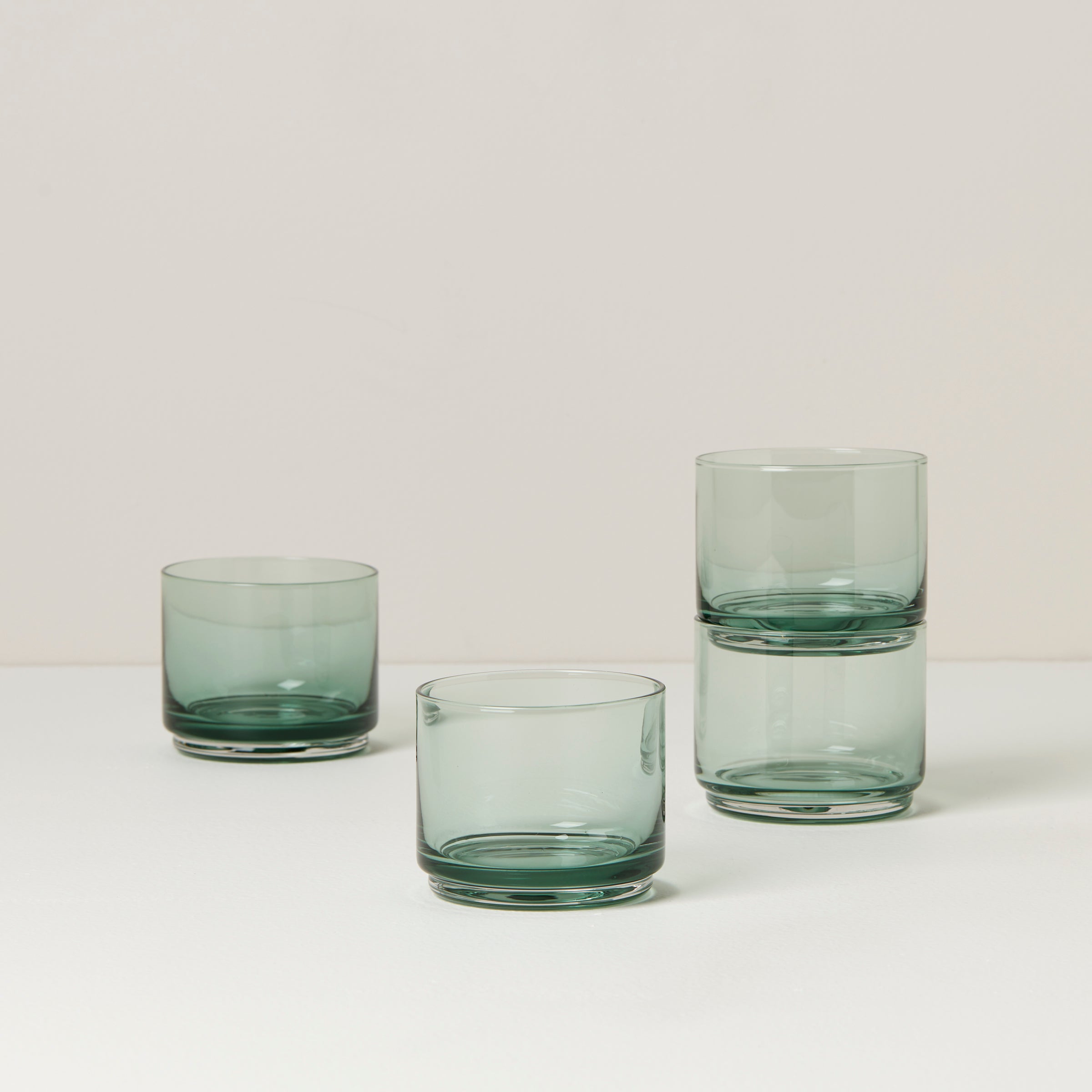Lenox Premium Tuscany Classics Stackable Green Short Glasses, Set of 4