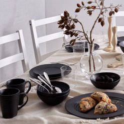 Alternative view of Lenox Premium Ridge Black 12-Piece Dinnerware Set