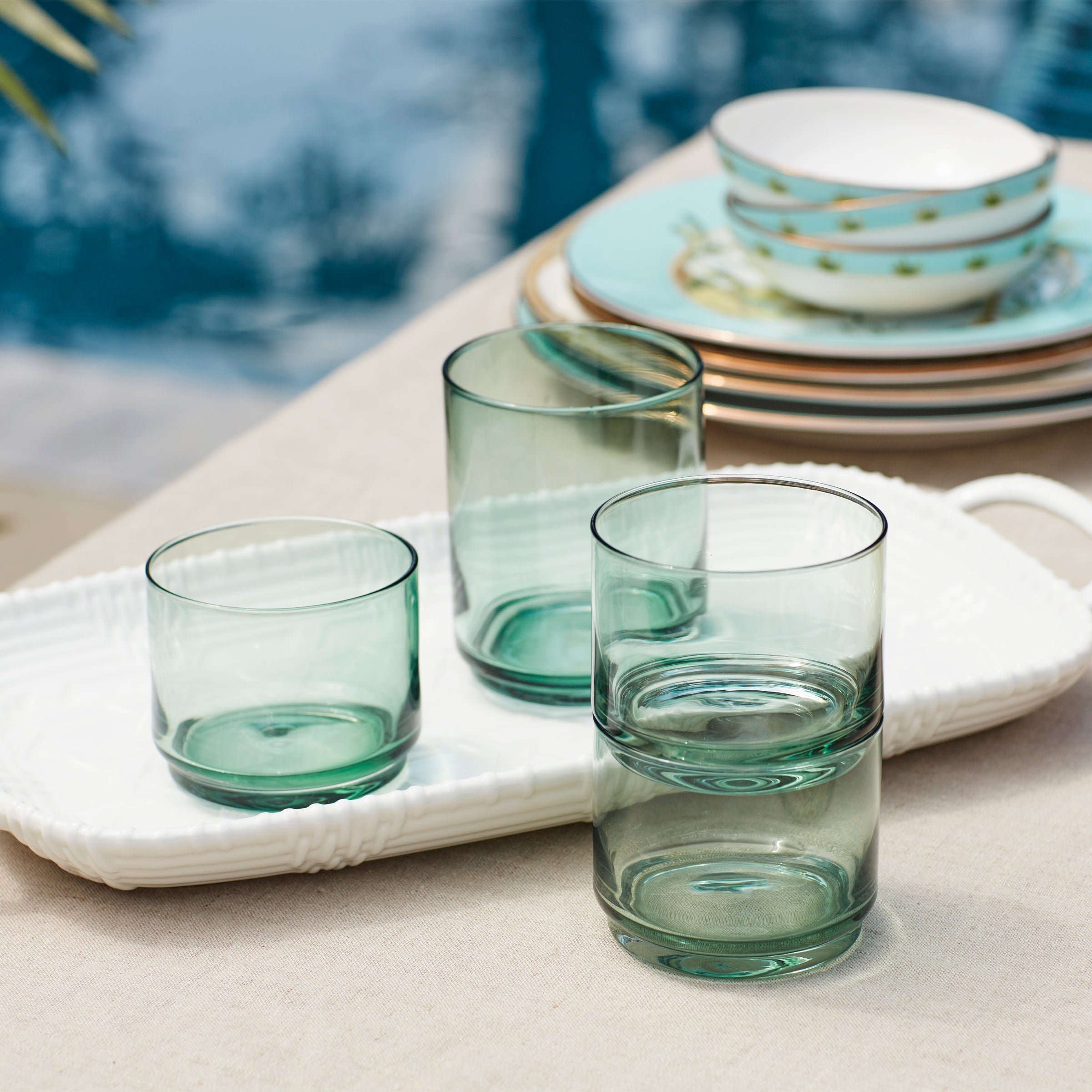 Lenox Premium Tuscany Classics Stackable Green Short Glasses, Set of 4 - Image 3
