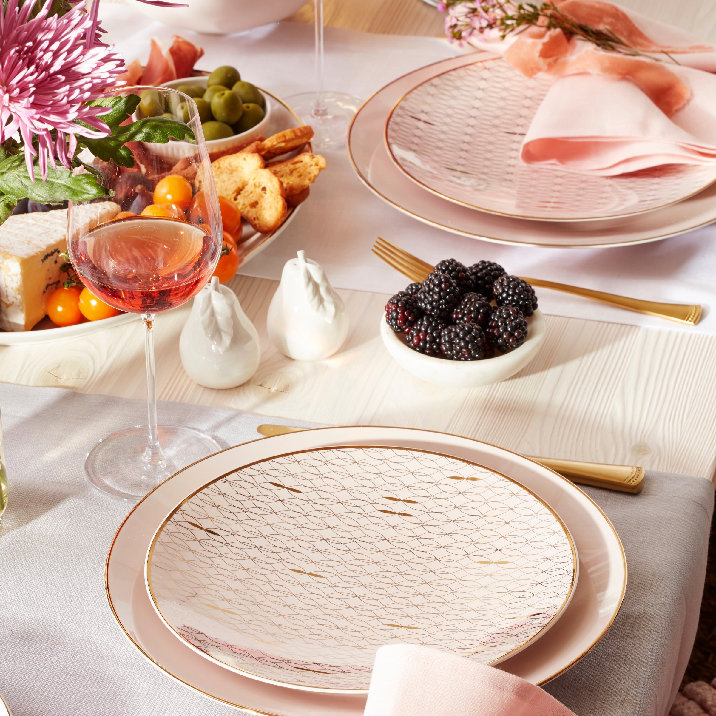 Lenox Premium Trianna Blush 12-Piece Dinnerware Set - Image 2