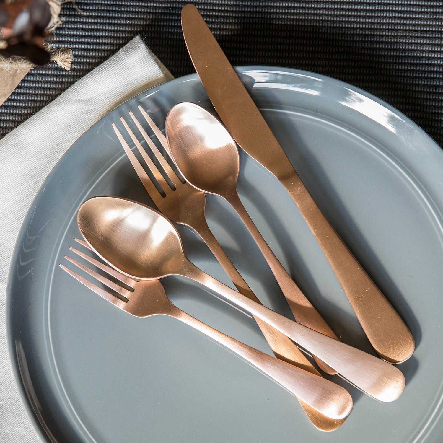 Lenox Premium Rhiannon Copper Satin 20-Piece Flatware Set - Image 2