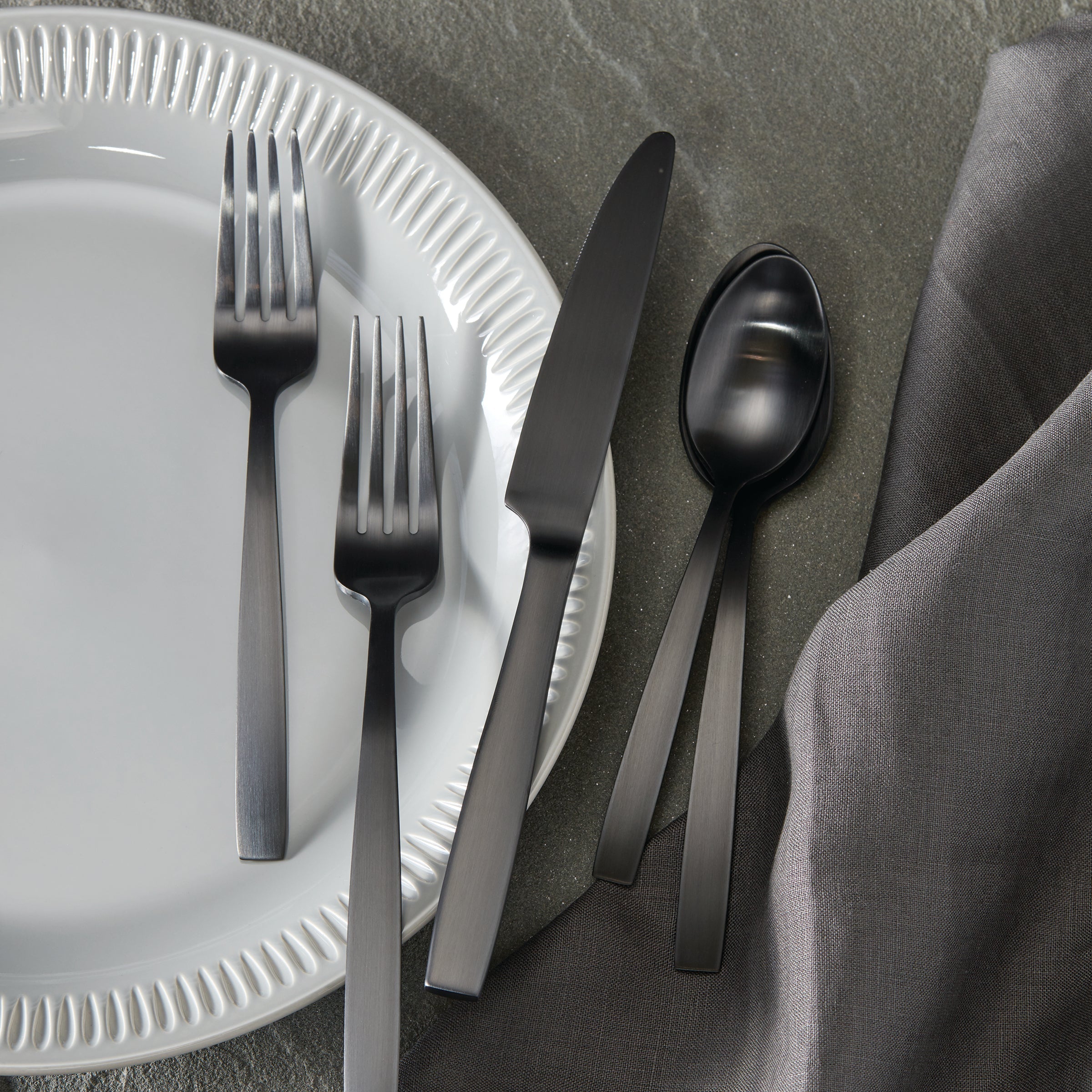 Lenox Premium Clearview Black Satin 20-Piece Flatware Set - Image 2