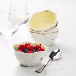 Alternative view of Lenox Premium Butterfly Meadow Floral Yellow Dessert Bowls, Set of 4