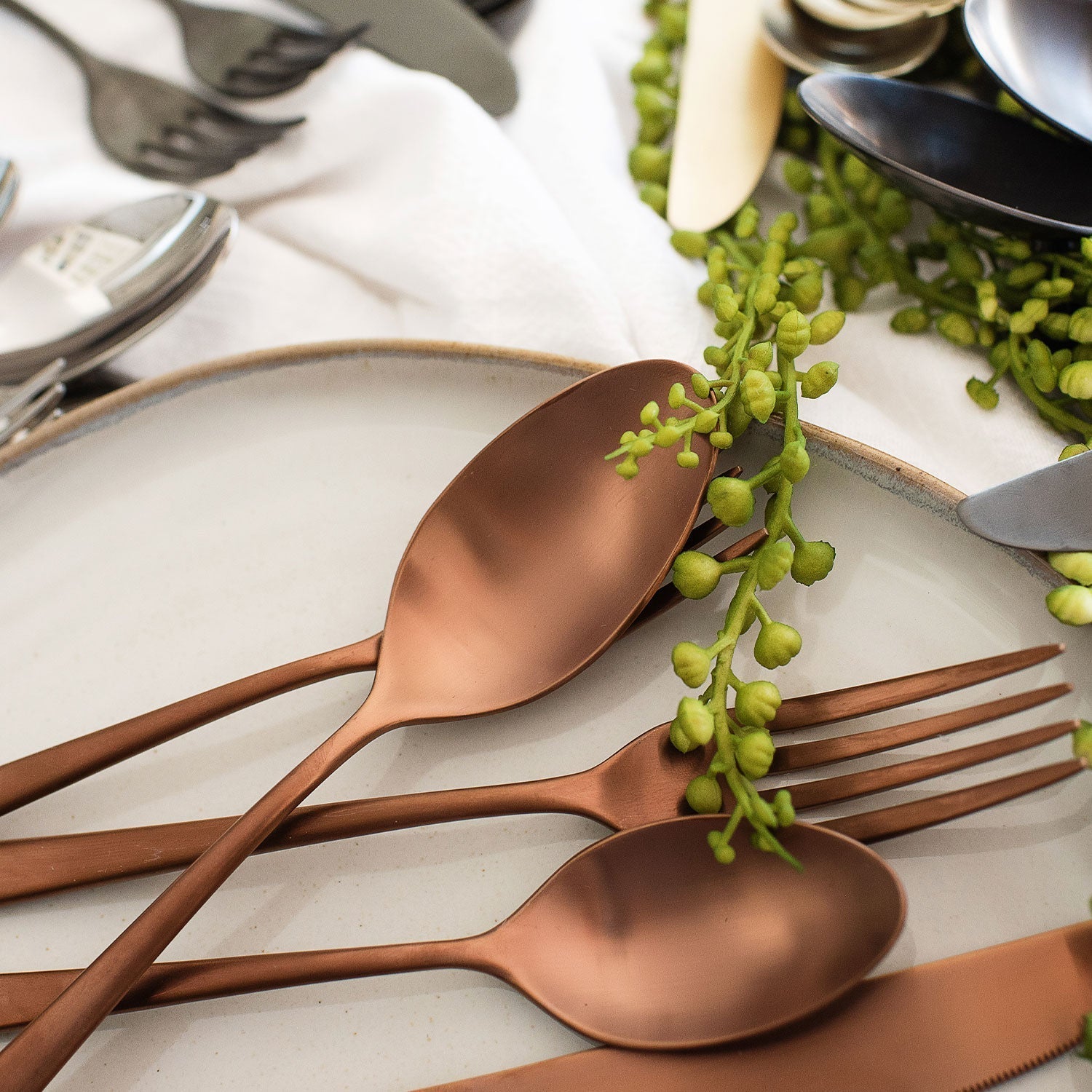Lenox Premium Marlise Copper Satin 20-Piece Flatware Set - Image 4