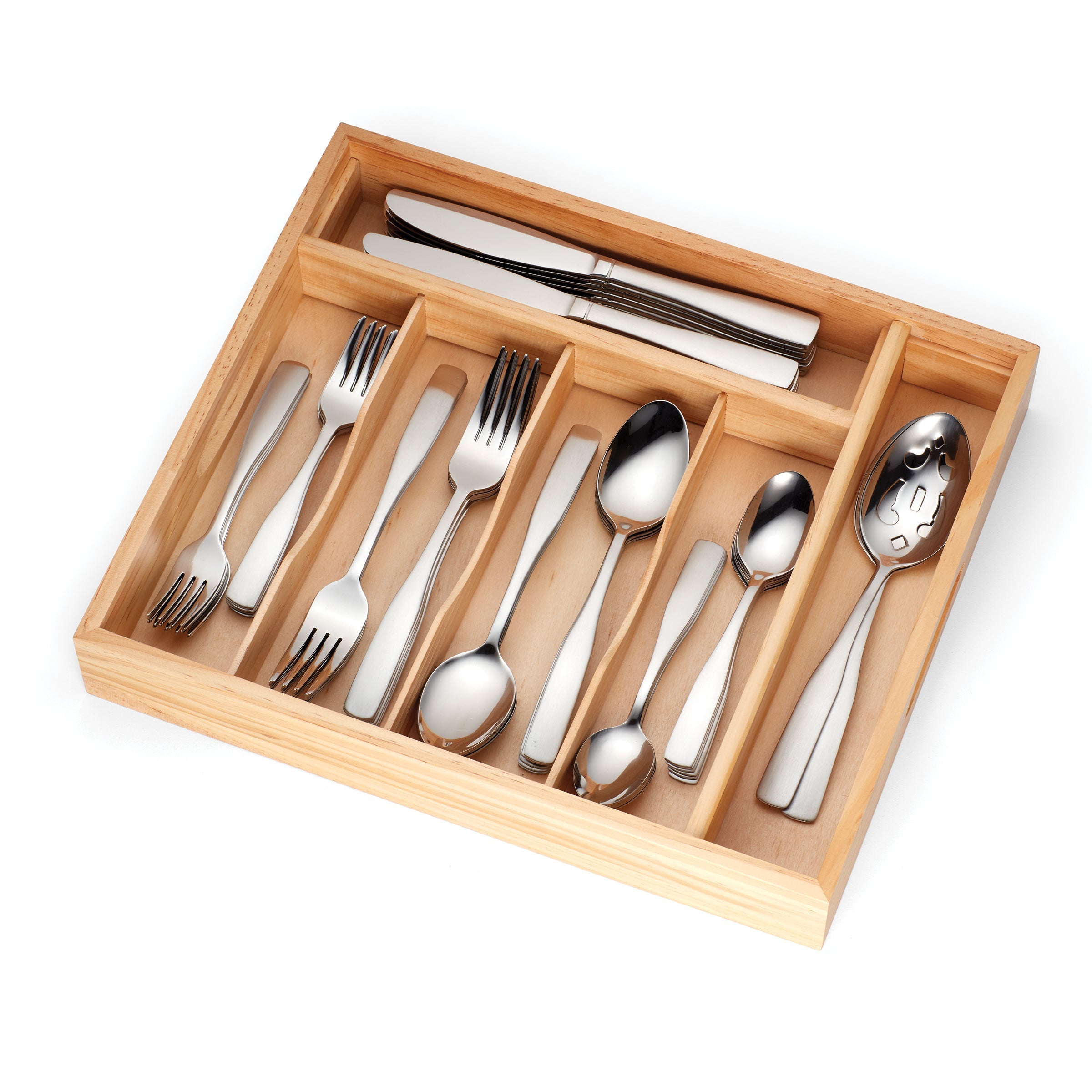 Lenox Premium Madison Satin 62-Piece Flatware Set with Wood Tray - Image 3