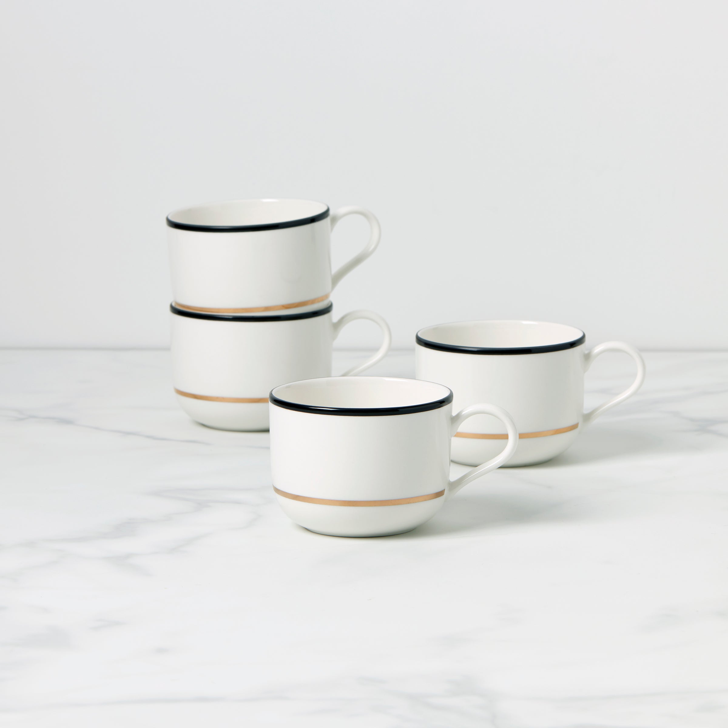 Lenox Premium Make It Pop Black & White Mugs, Set of 4