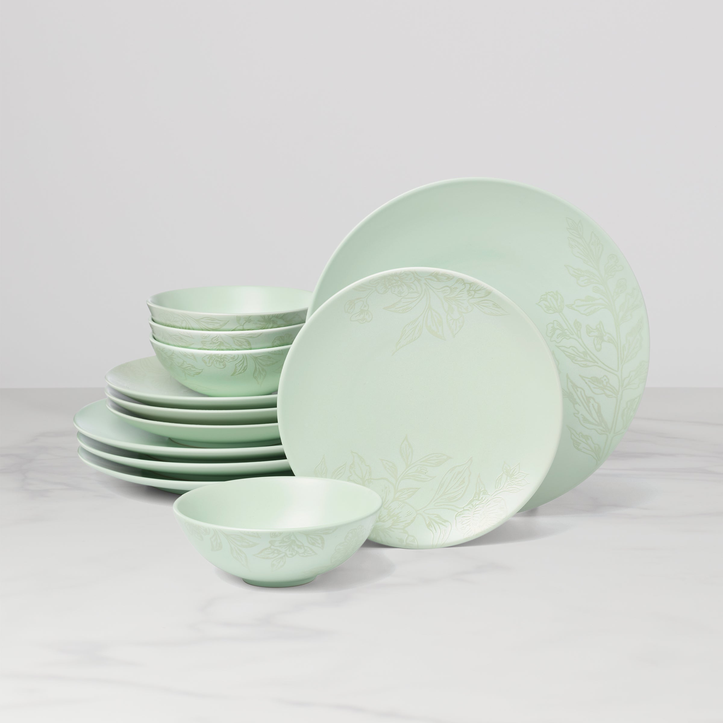 Lenox Premium Roseto Soft Sage 12-Piece Dinnerware Set