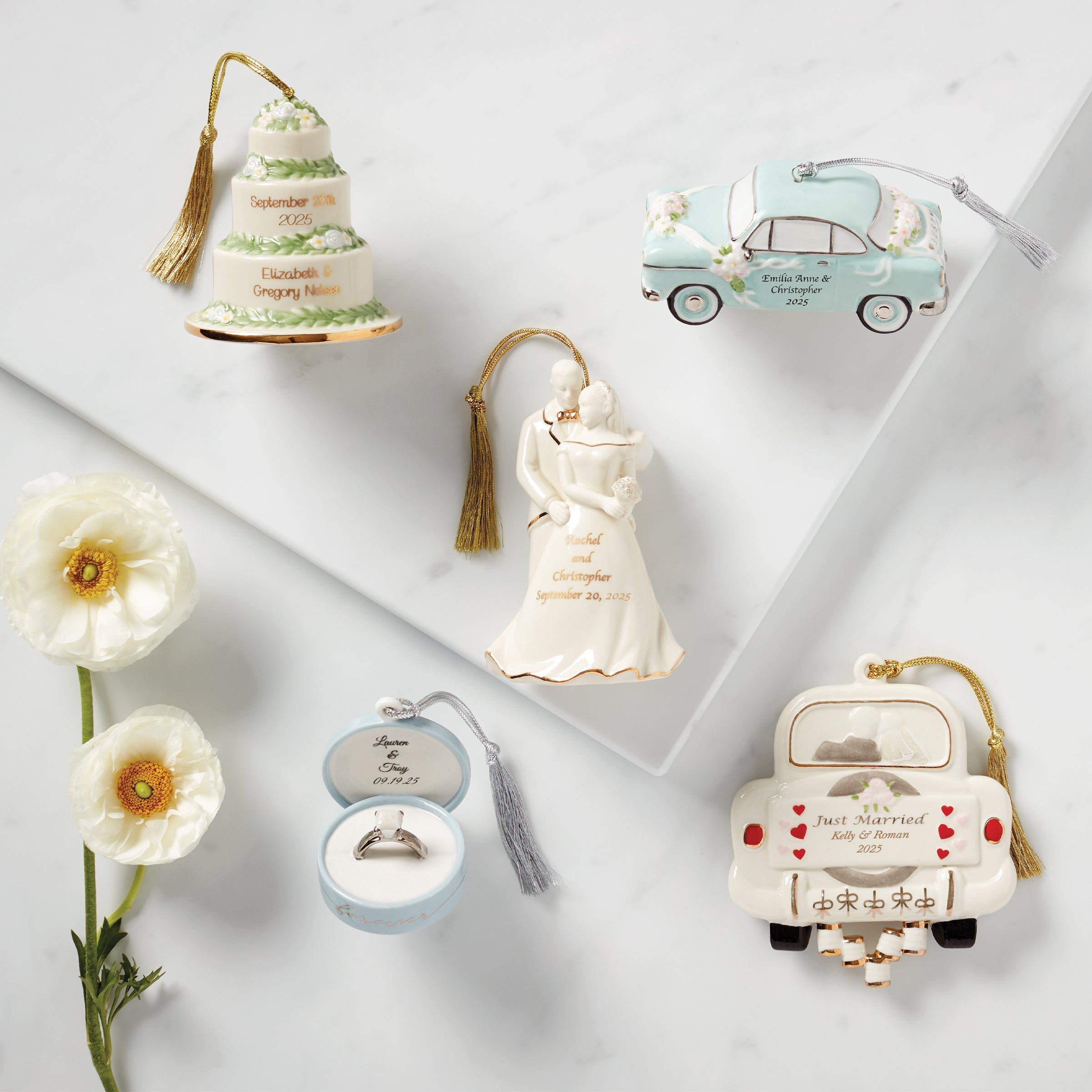 Lenox Premium Personalized Just Married Car Ornament - Image 5