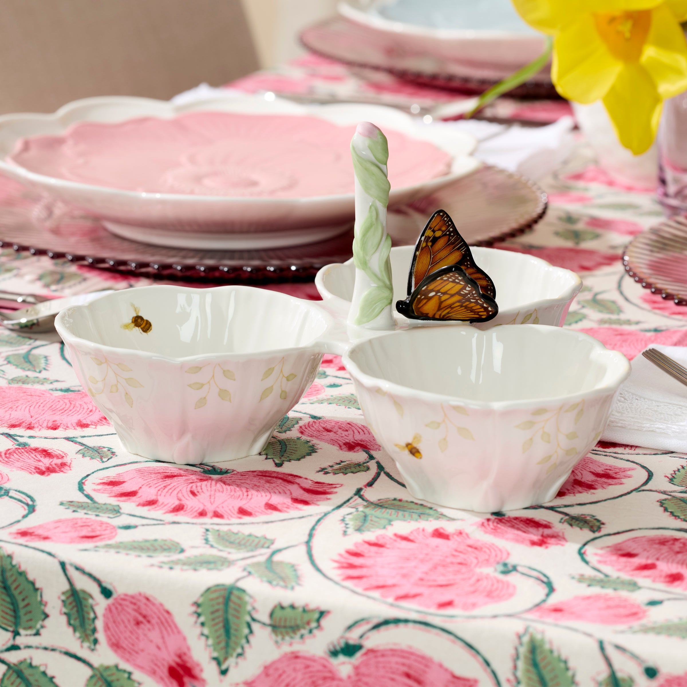 Lenox Premium Butterfly Meadow Floral 3-Section Server - Image 2