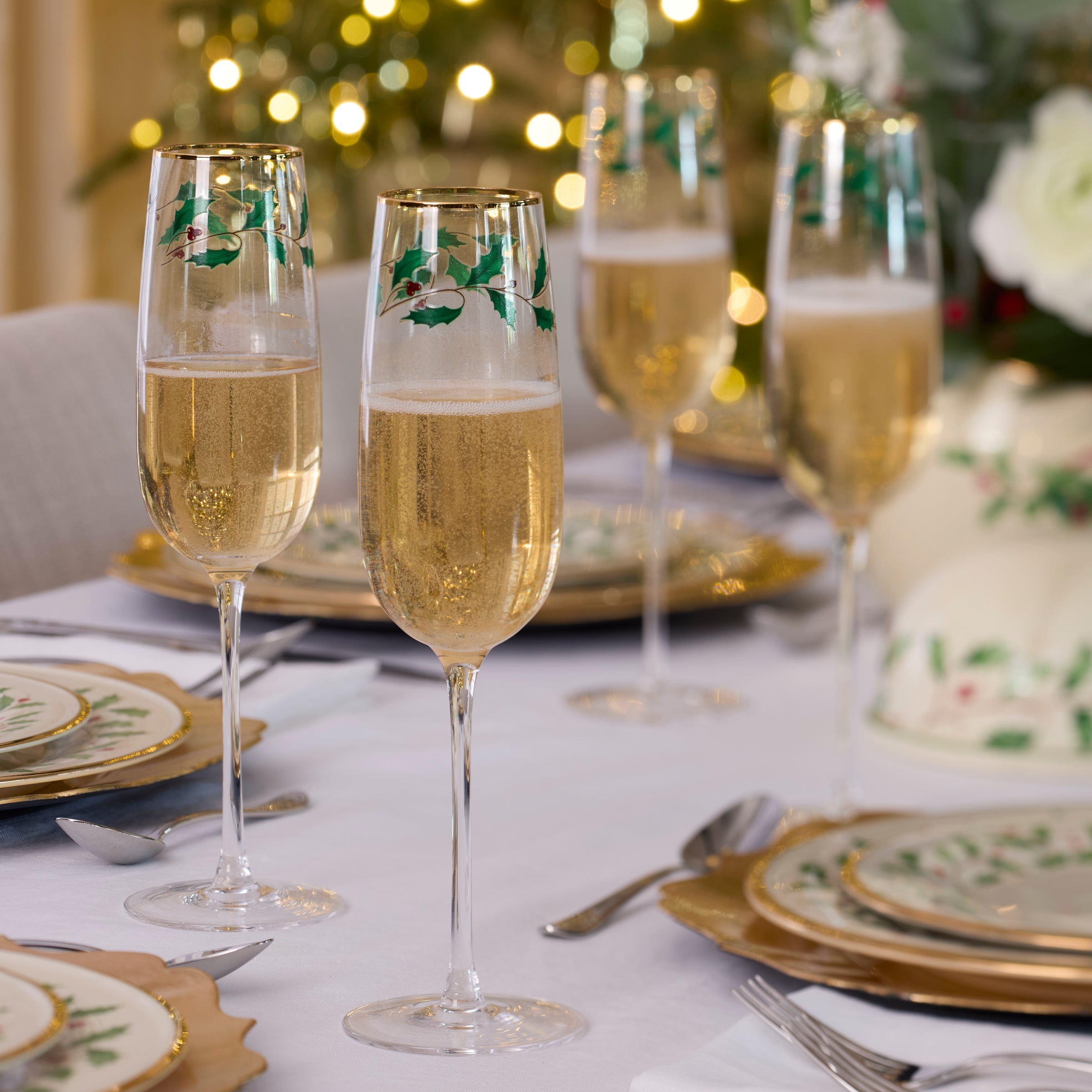 Lenox Premium Holiday Decal Flute Glasses, Set of 4 - Image 5