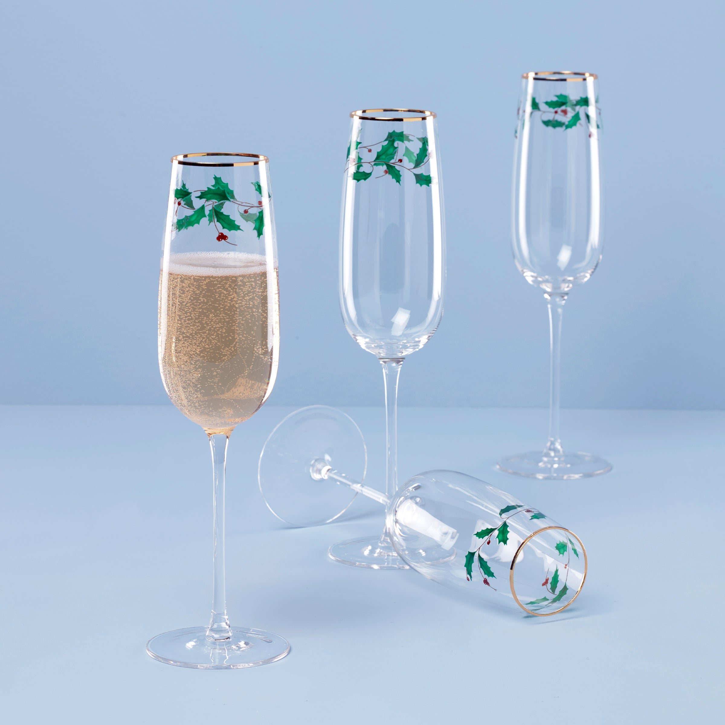 Lenox Premium Holiday Decal Flute Glasses, Set of 4 - Image 2