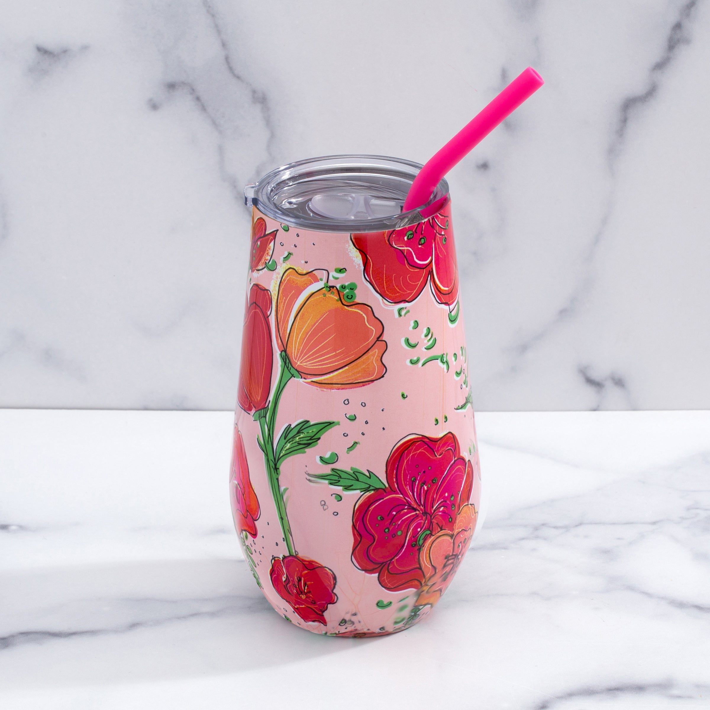 Lenox Premium Floral Wine Tumbler With Straw, Set of 12 - Image 2
