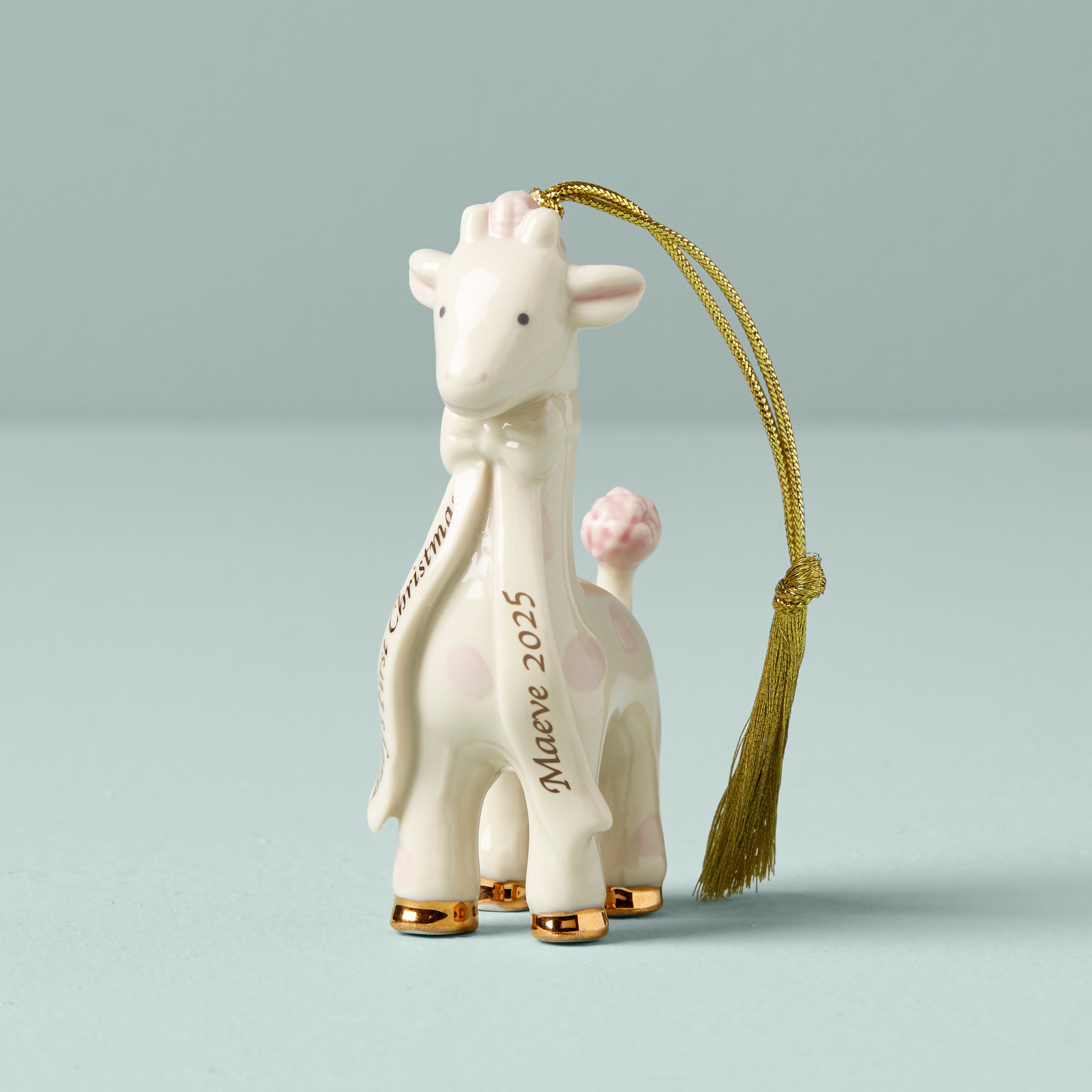 Lenox Premium Personalized Baby's Pink Giraffe Ornament