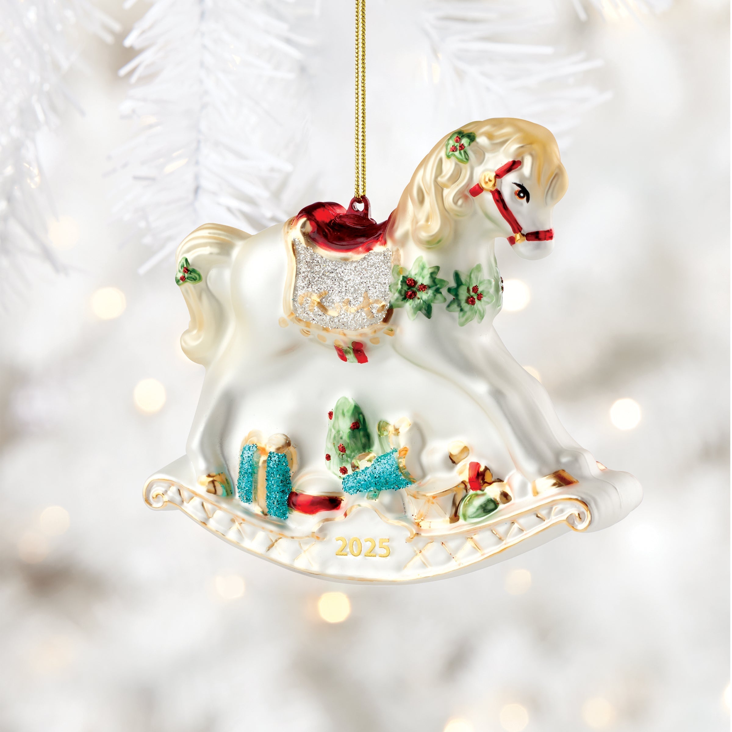 Lenox Premium 2026 Blown Glass Baby's 1st Rocking Horse Ornament - Image 3