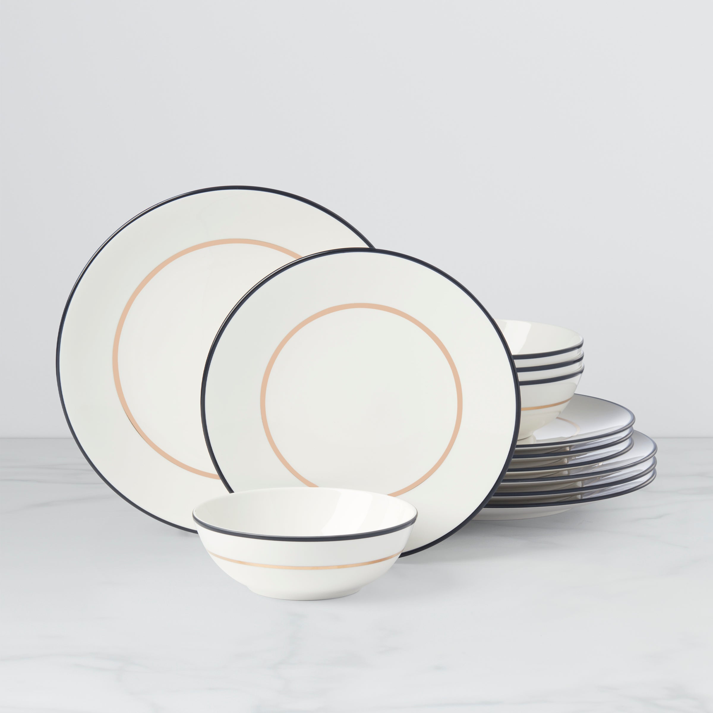 Lenox Premium Make It Pop Black & Gold 12-Piece Dinnerware Set