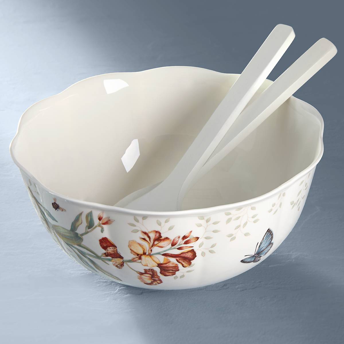 Lenox Premium Butterfly Meadow Salad Bowl & Servers - Image 4