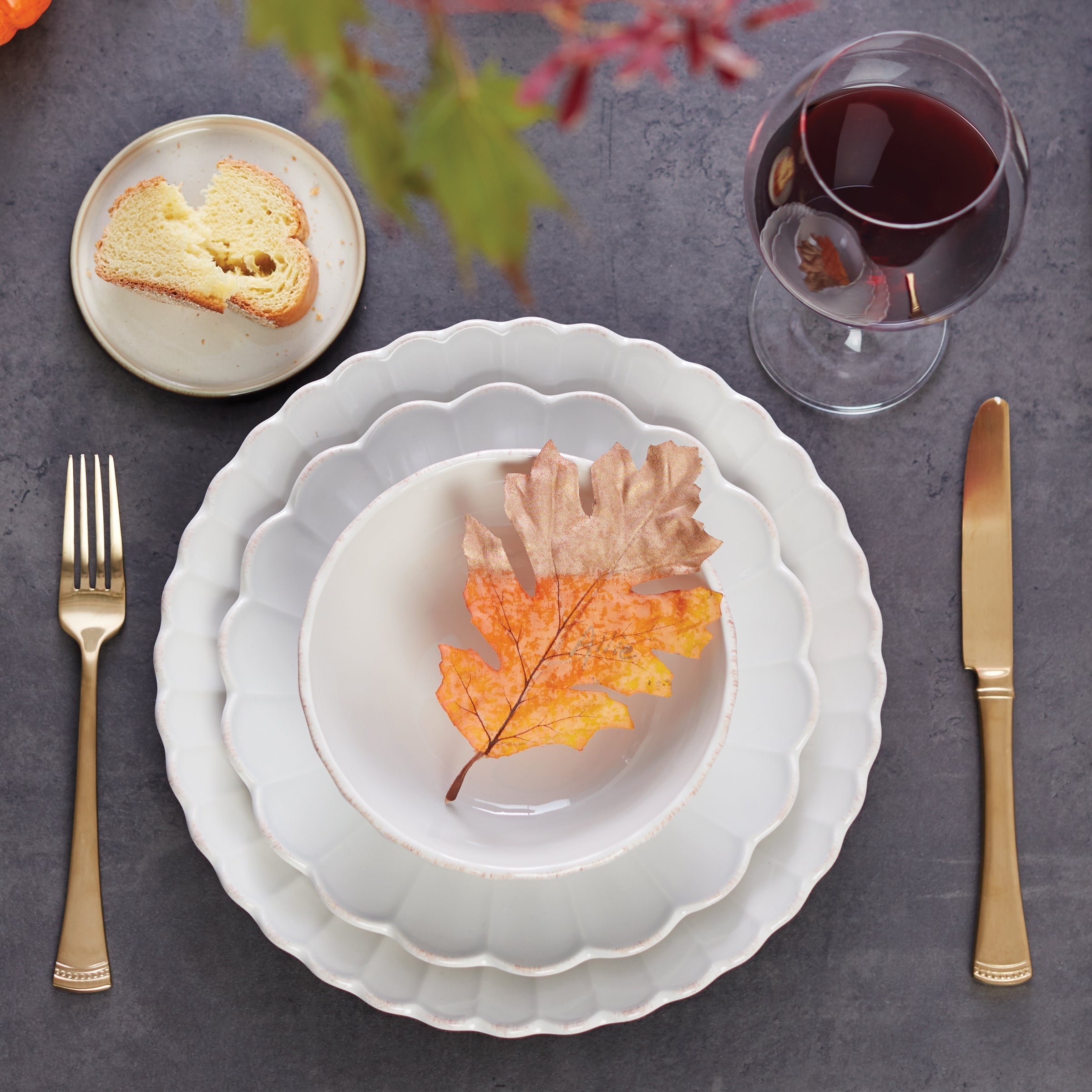 Lenox Premium French Perle Scallop White 24-Piece Dinnerware Set - Image 3