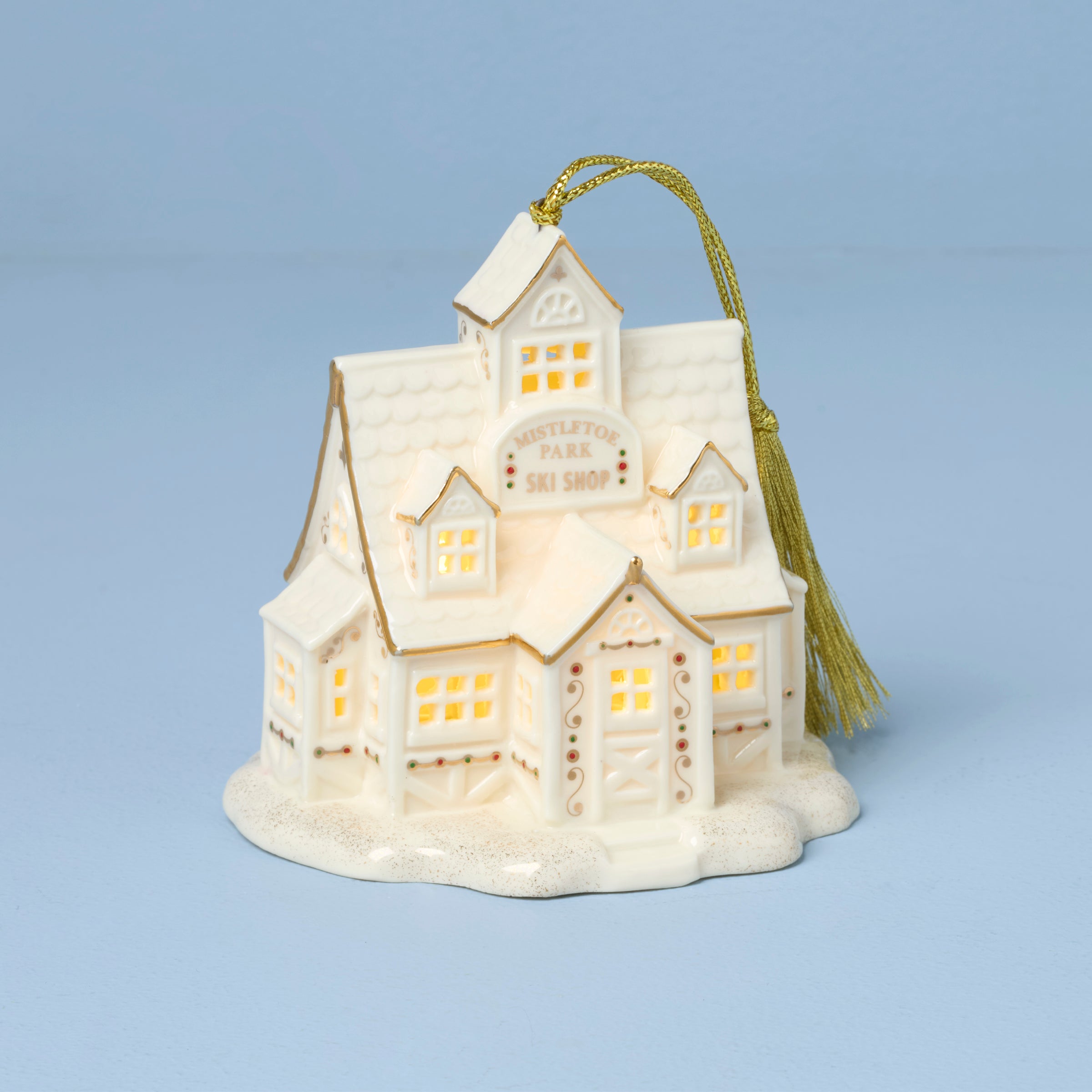 Lenox Premium Mistletoe Park Ski Shop Lit Ornament - Image 2
