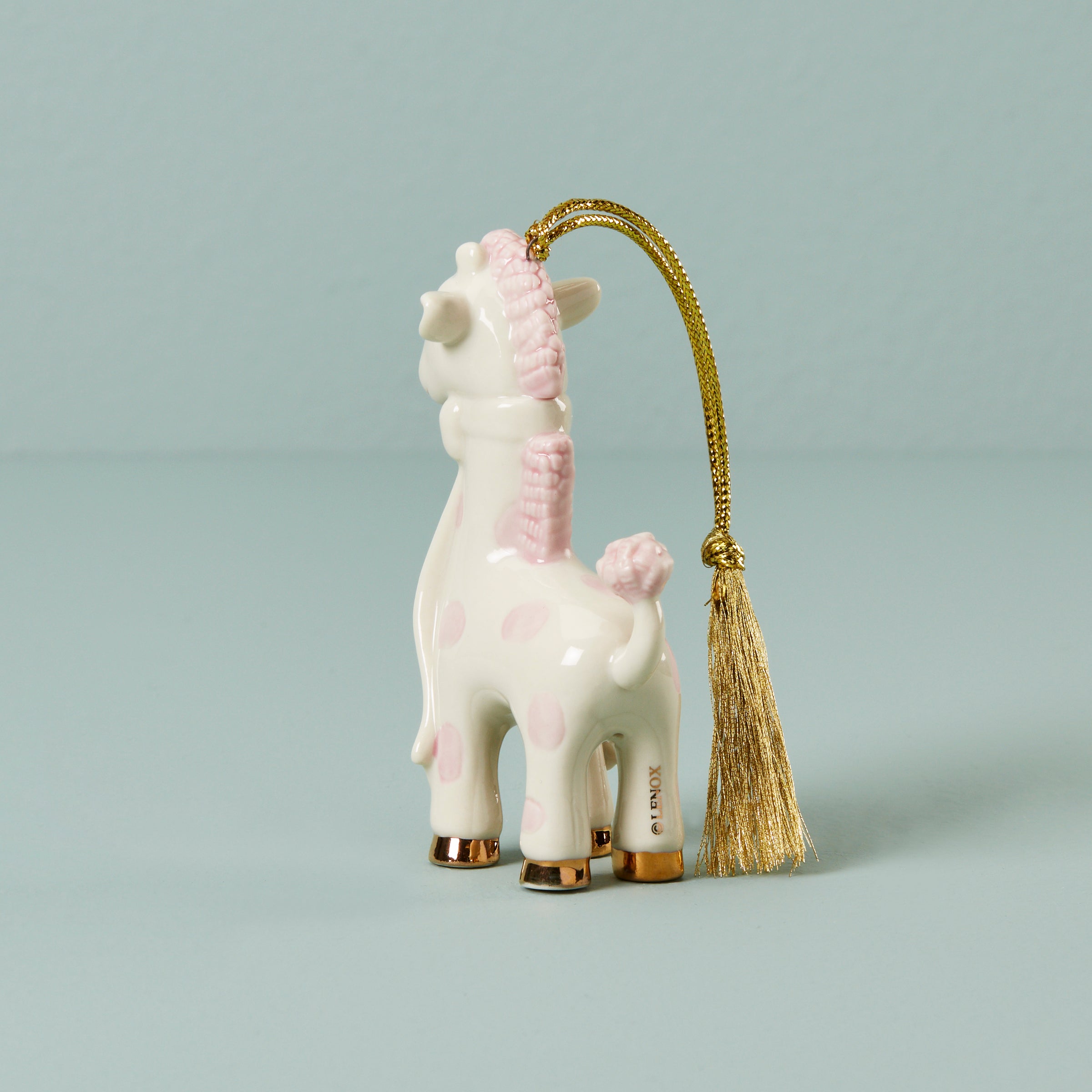 Lenox Premium Personalized Baby's Pink Giraffe Ornament - Image 2