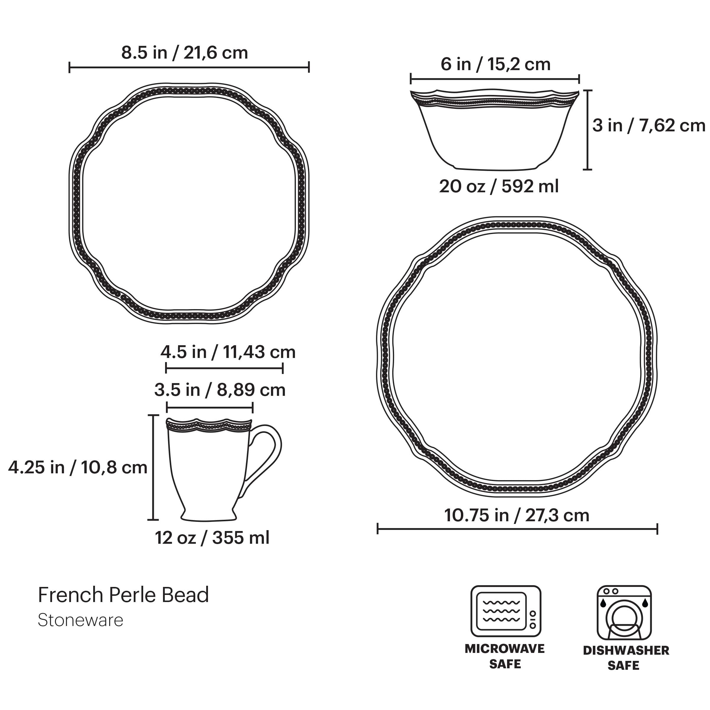 Lenox Premium French Perle Bead White 4-Piece Place Setting - Image 5