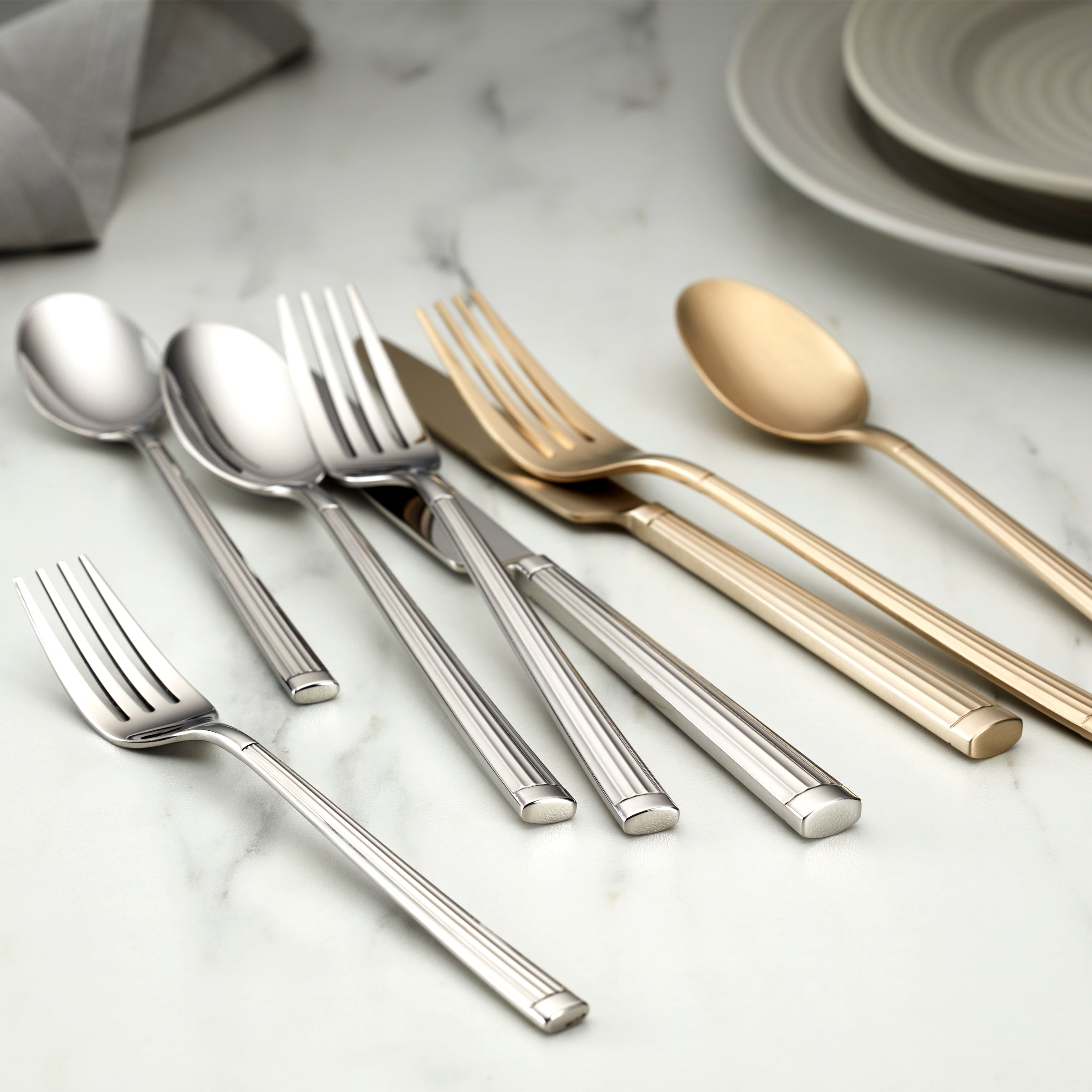 Lenox Premium Robyn Champagne Mist Satin 20-Piece Flatware Set - Image 2