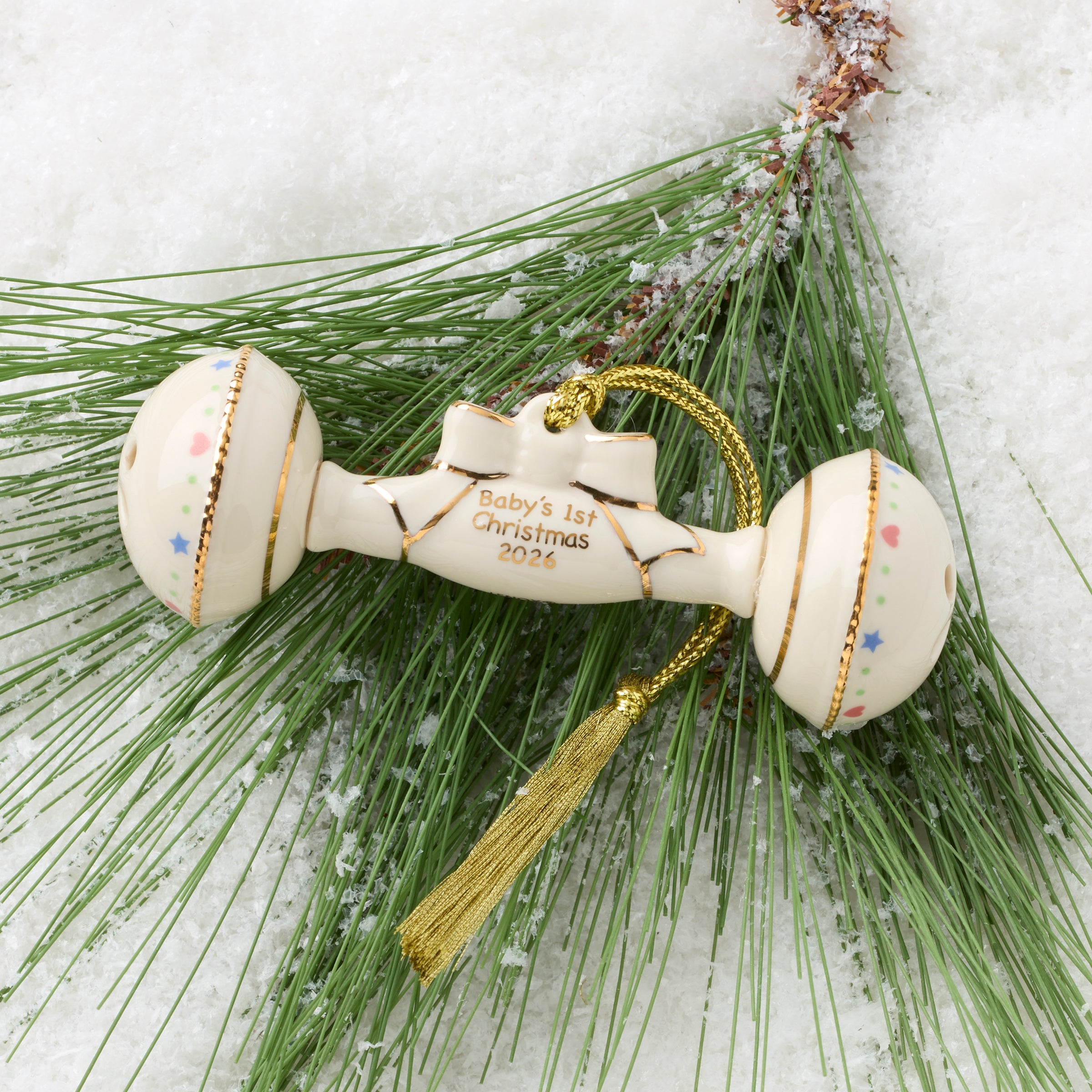 Lenox Premium 2026 Baby's 1st Christmas Rattle Ornament - Image 2