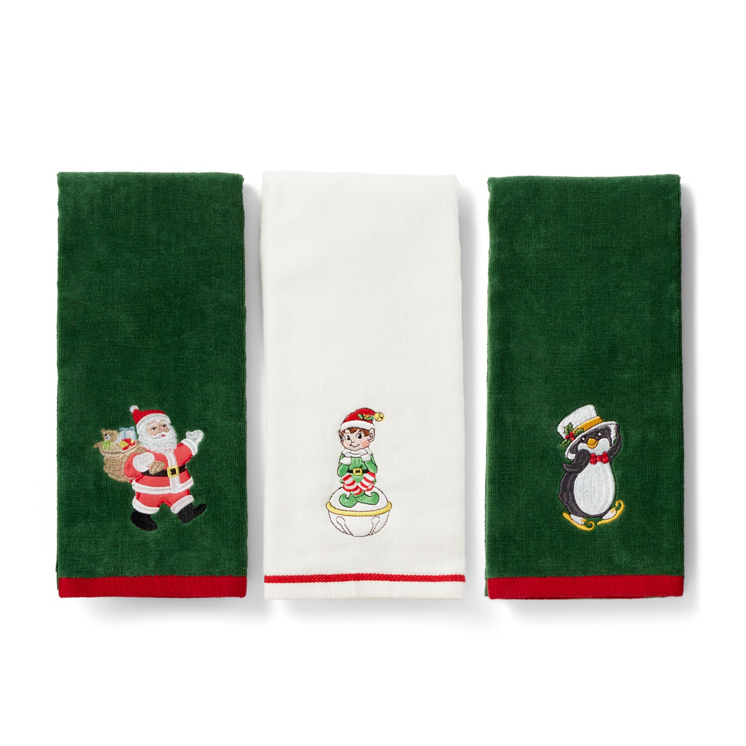 Lenox Premium Holiday Elf, Santa & Penguin Kitchen Towels, Set of 3