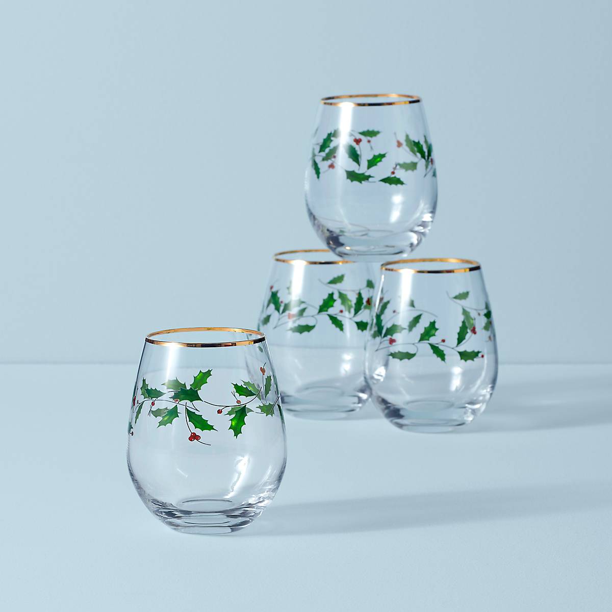 Lenox Premium Holiday Stemless Wine Glasses, Set of 4