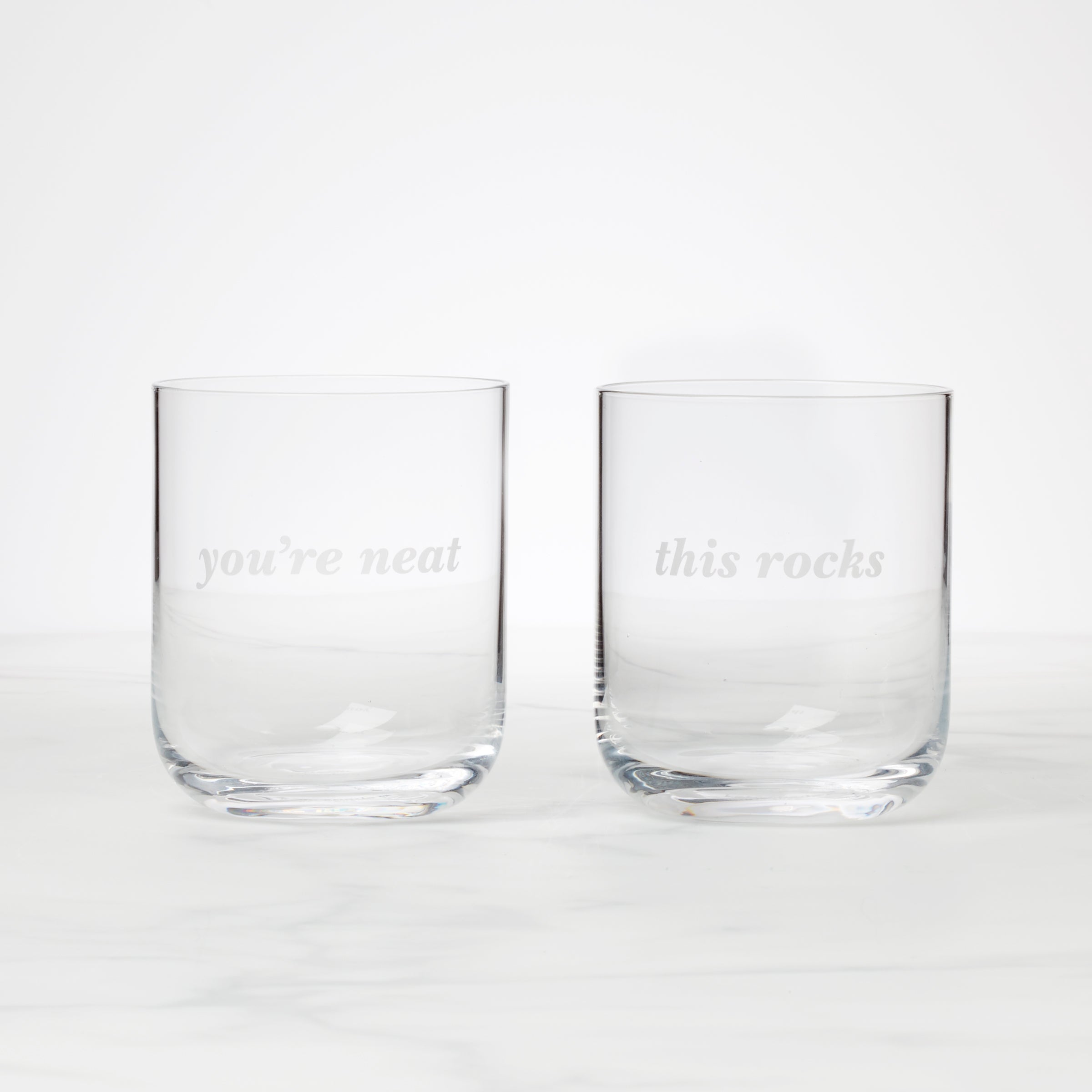 Lenox Premium This Rocks & You're Neat Double Old Fashion Glasses, Set of 2