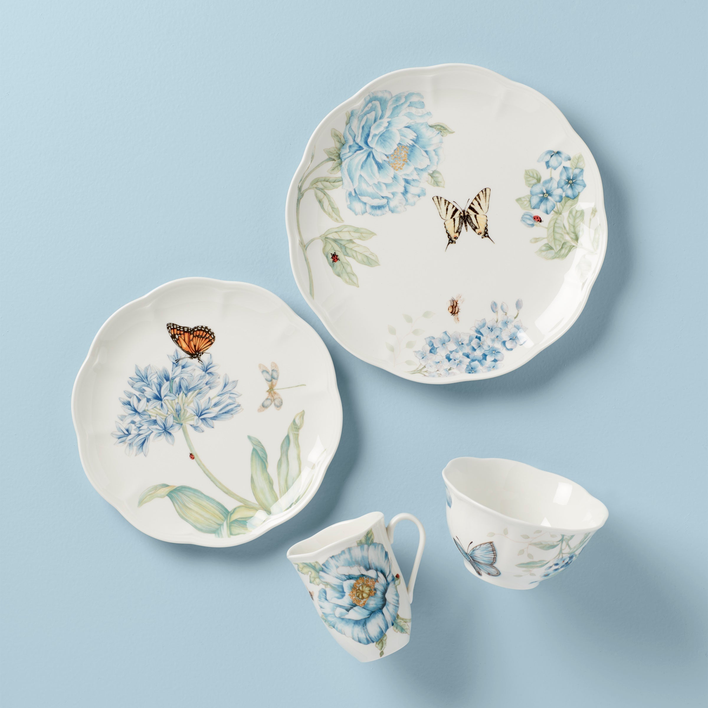 Lenox Premium Butterfly Meadow Blue 18-Piece Dinnerware Set - Image 2